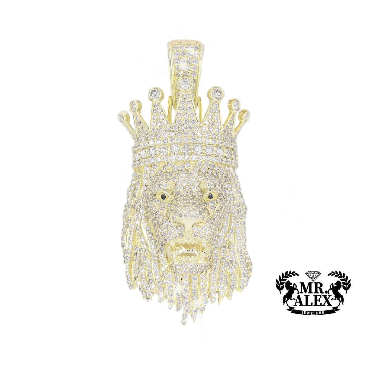 10K King Lion Pendant 2.00CT Yellow Gold - Mr. Alex Jewelry