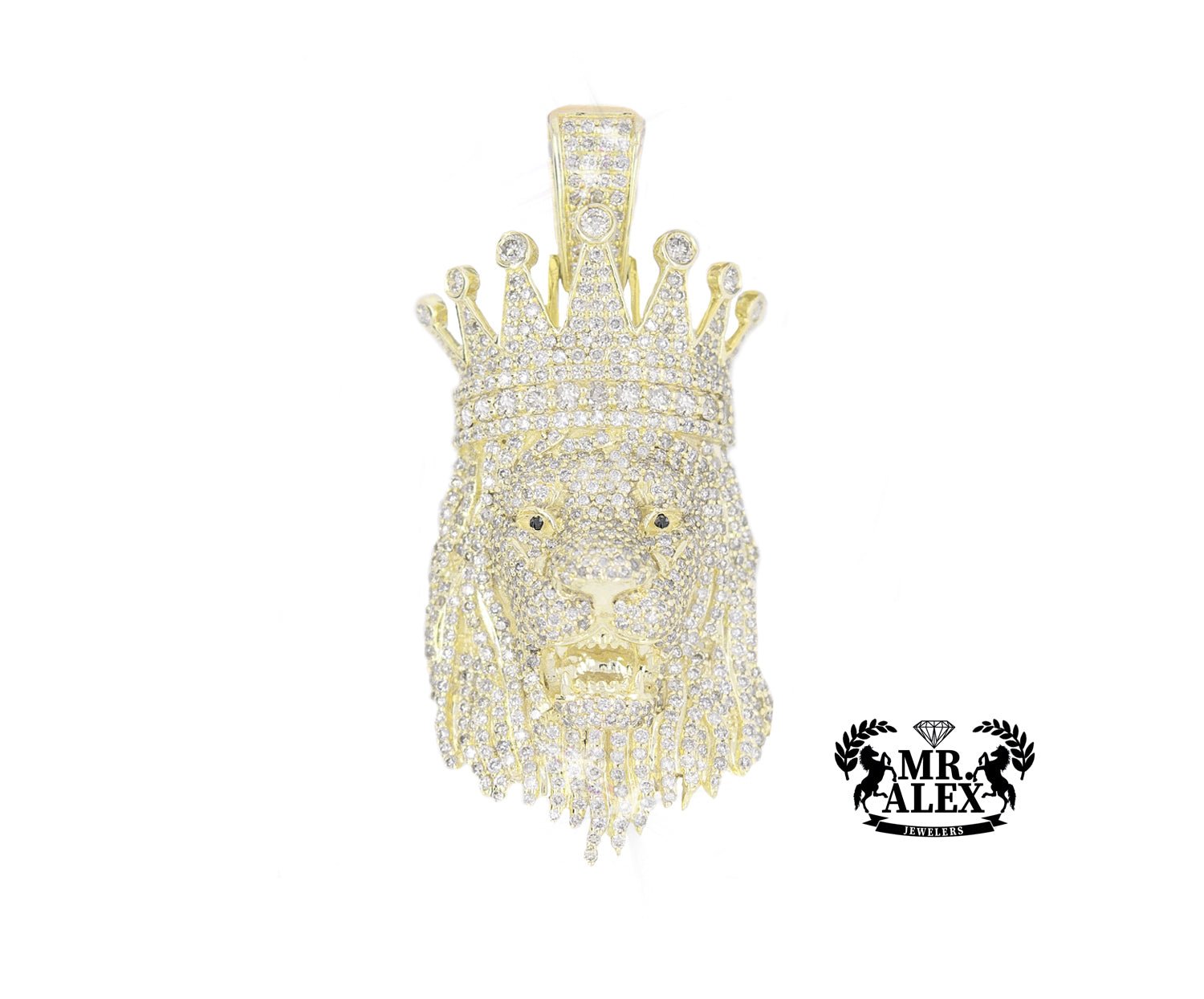 10K King Lion Pendant 2.00CT Yellow Gold - Mr. Alex Jewelry