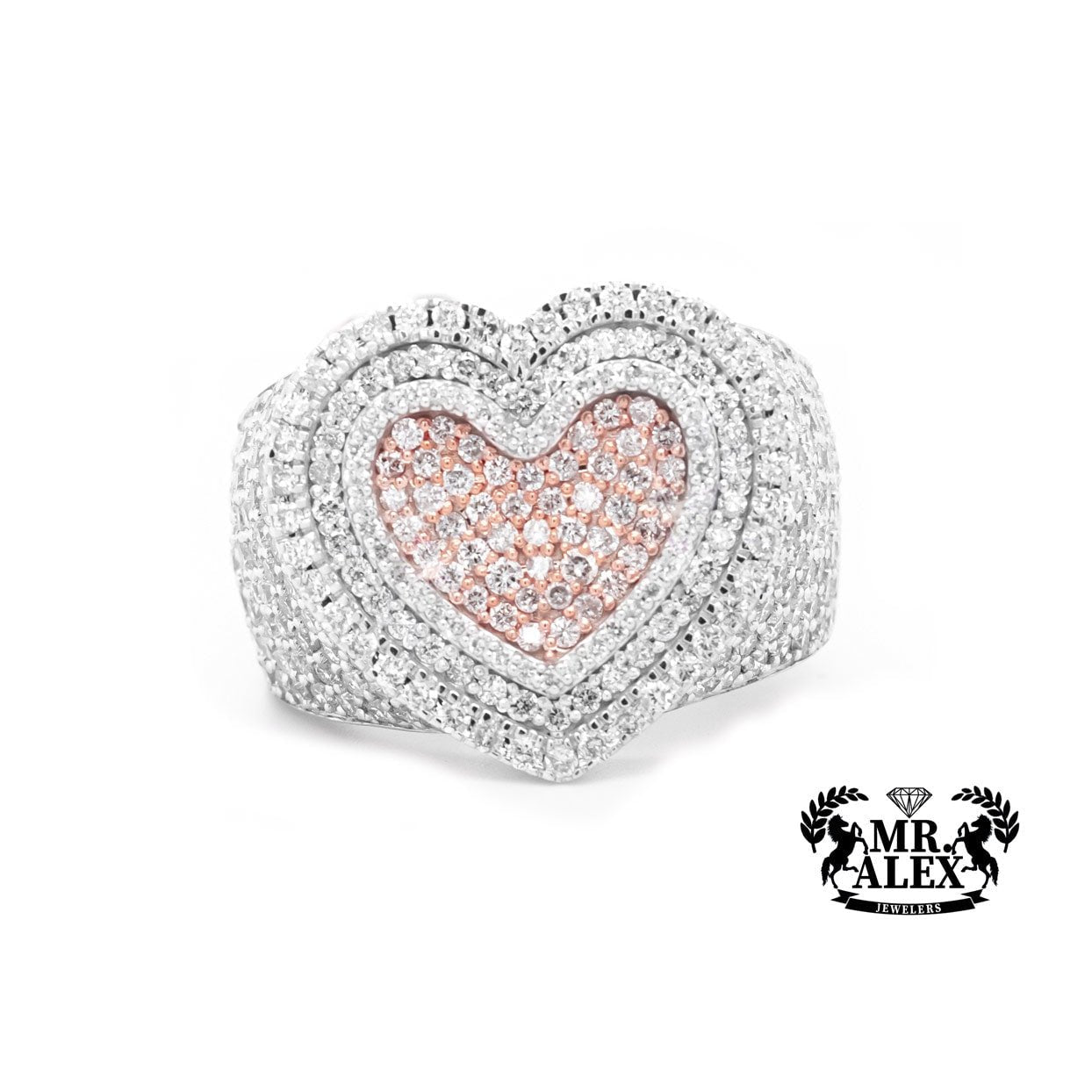 10k Lovely Round Diamond Heart Ring 2.60ct - Mr. Alex Jewelry