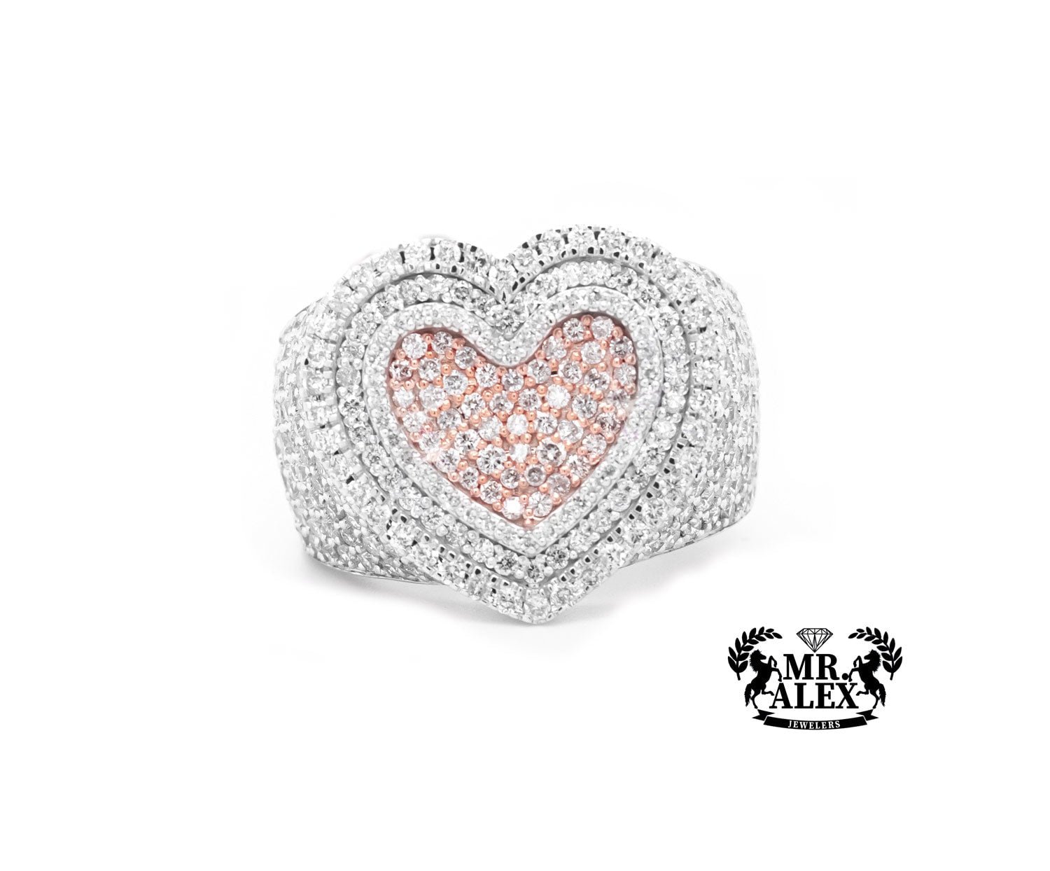 10k Lovely Round Diamond Heart Ring 2.60ct - Mr. Alex Jewelry