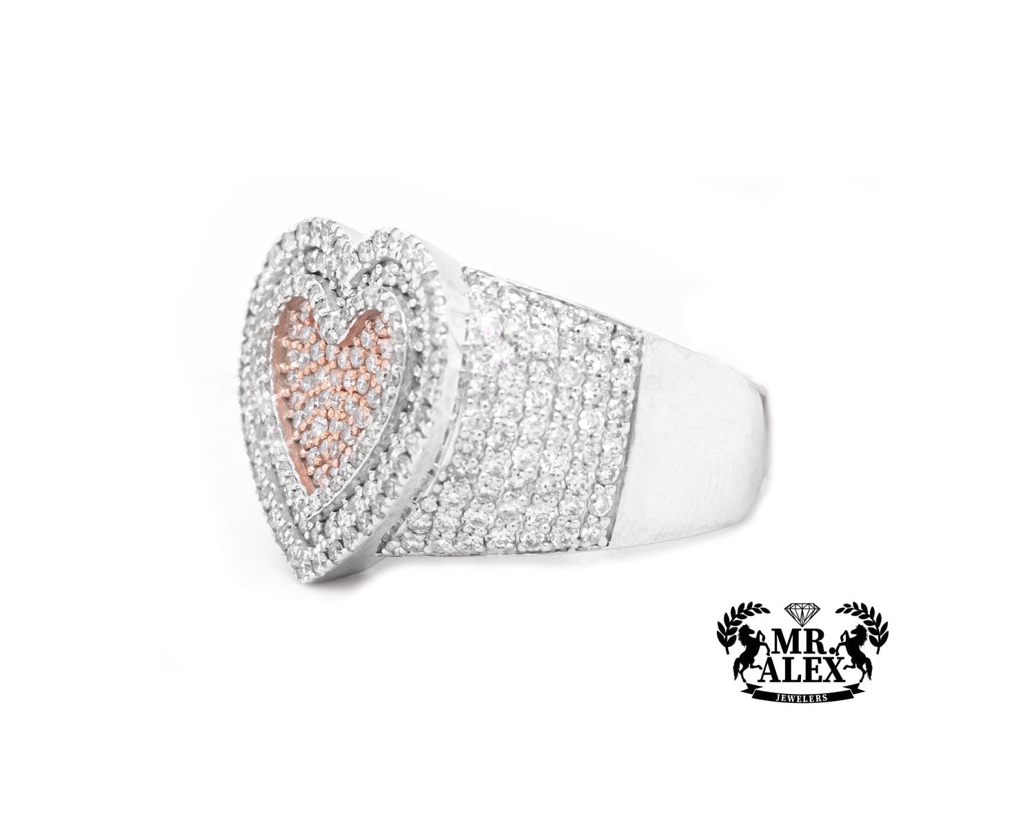 10k Lovely Round Diamond Heart Ring 2.60ct - Mr. Alex Jewelry