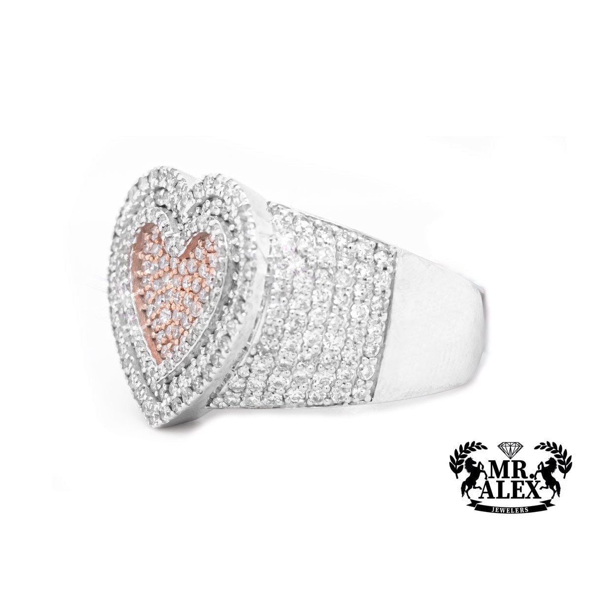 10k Lovely Round Diamond Heart Ring 2.60ct - Mr. Alex Jewelry