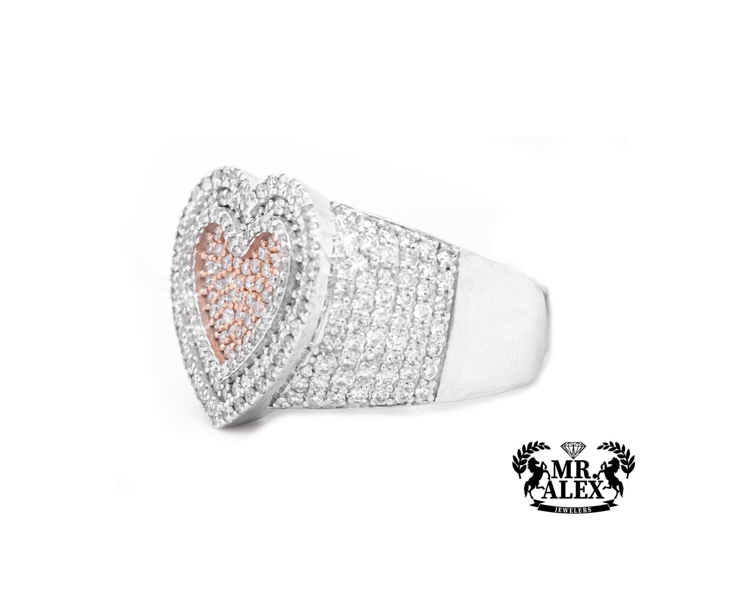 10k Lovely Round Diamond Heart Ring 2.60ct - Mr. Alex Jewelry