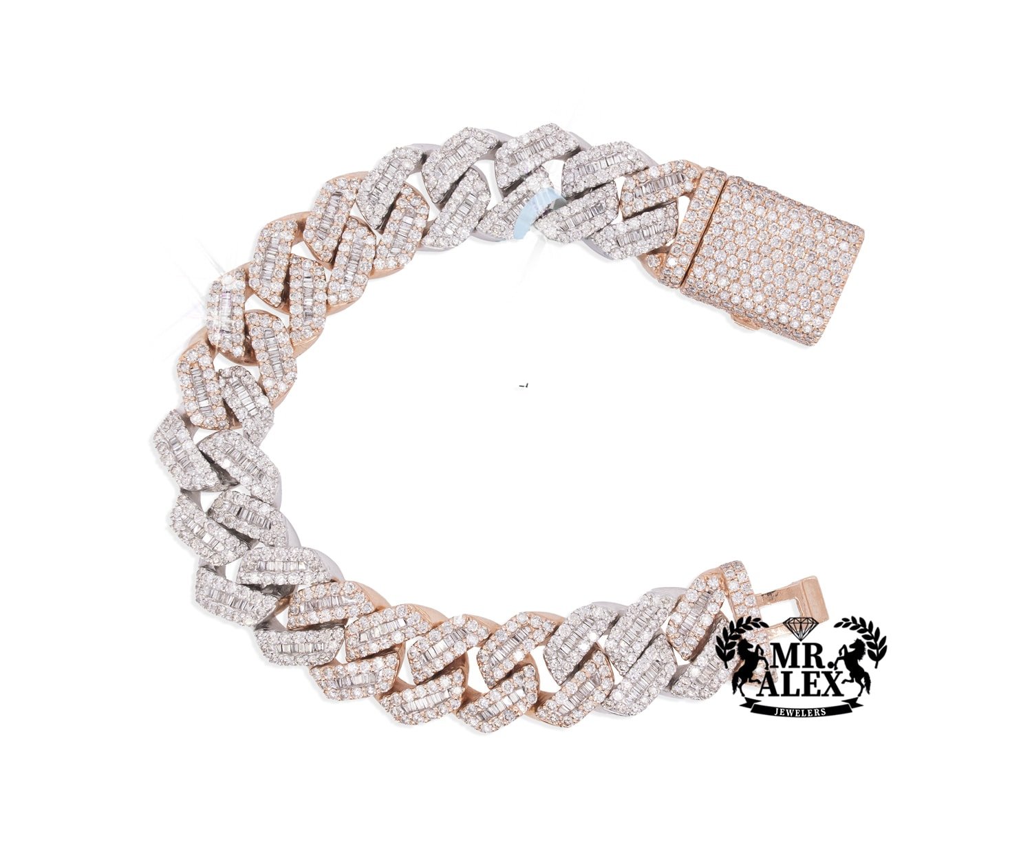 10K Luxury Cuban Baguette Bracelet 17.99ct - Mr. Alex Jewelry