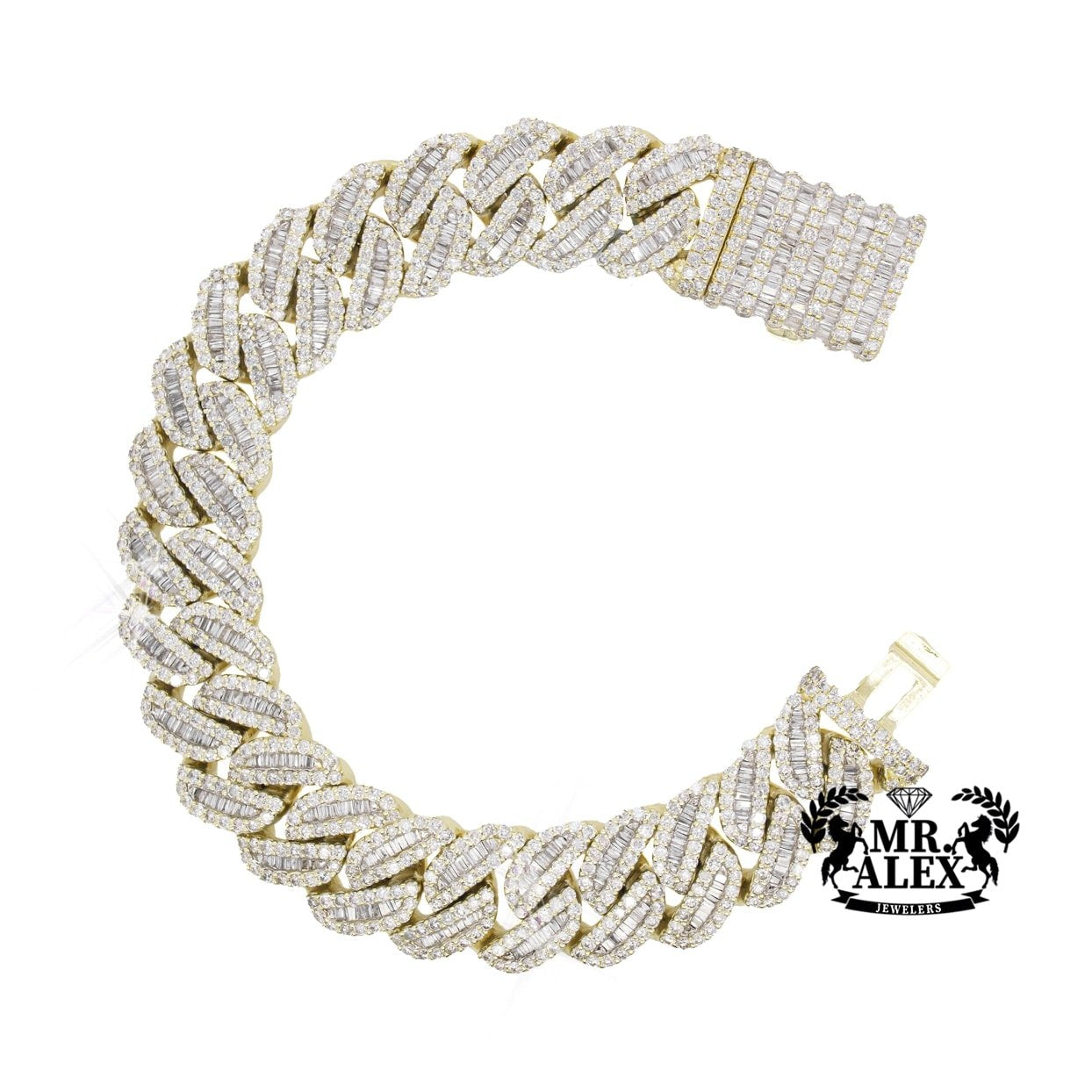 10K Luxury Cuban Baguette Bracelet 18.54ct - Mr. Alex Jewelry