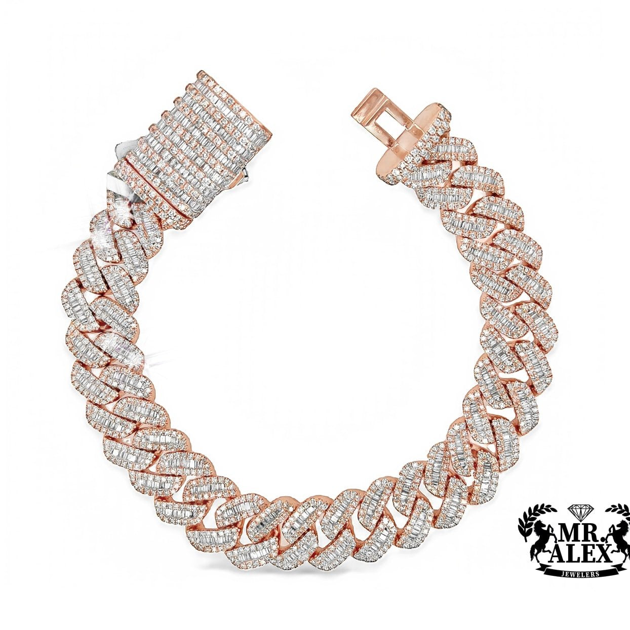 10K Luxury Cuban Baguette Bracelet 9.62ct - Mr. Alex Jewelry