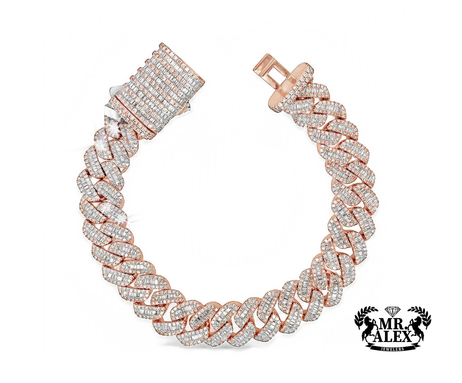 10K Luxury Cuban Baguette Bracelet 9.62ct - Mr. Alex Jewelry