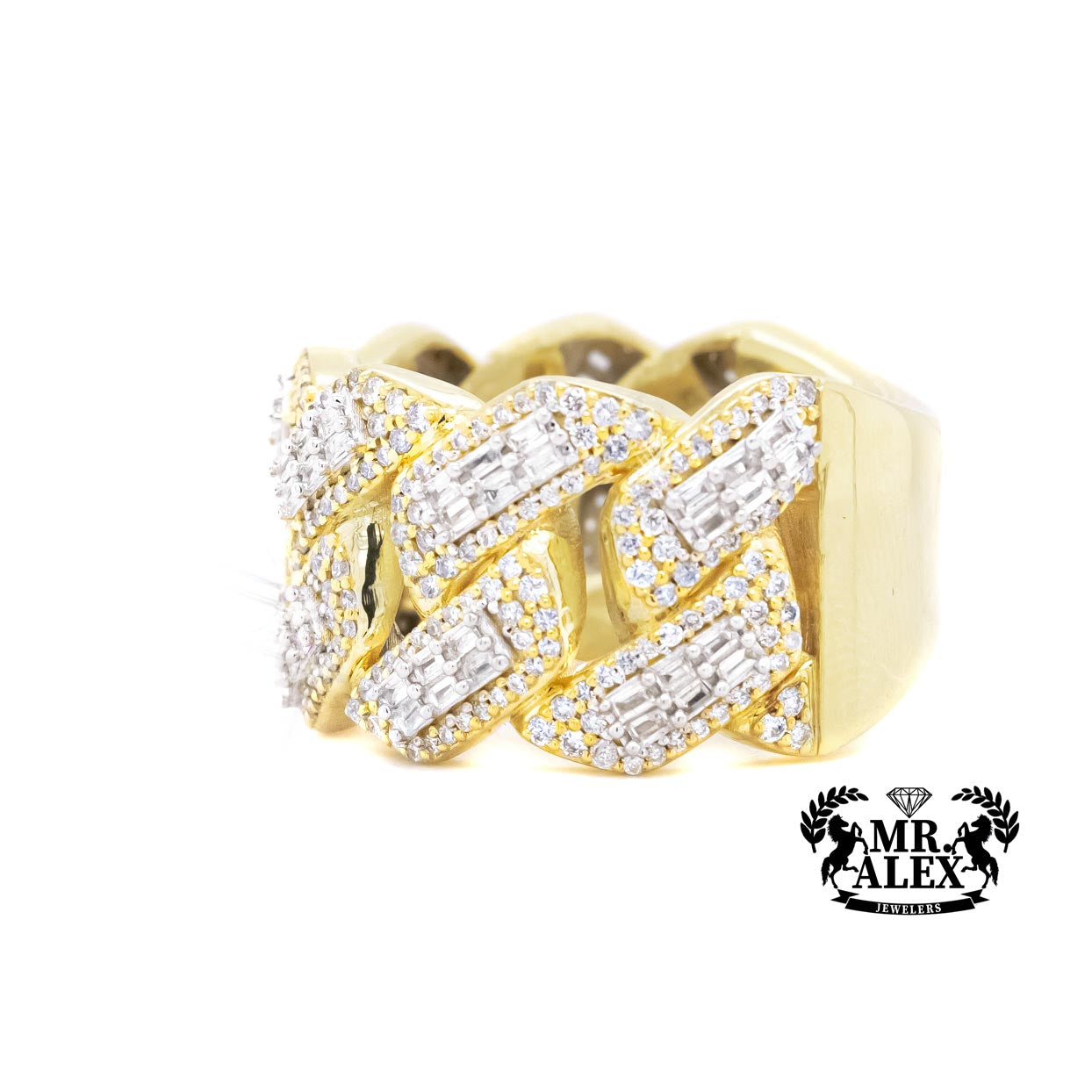 10k Luxury Cuban Link Ring 1.85ct - Mr. Alex Jewelry