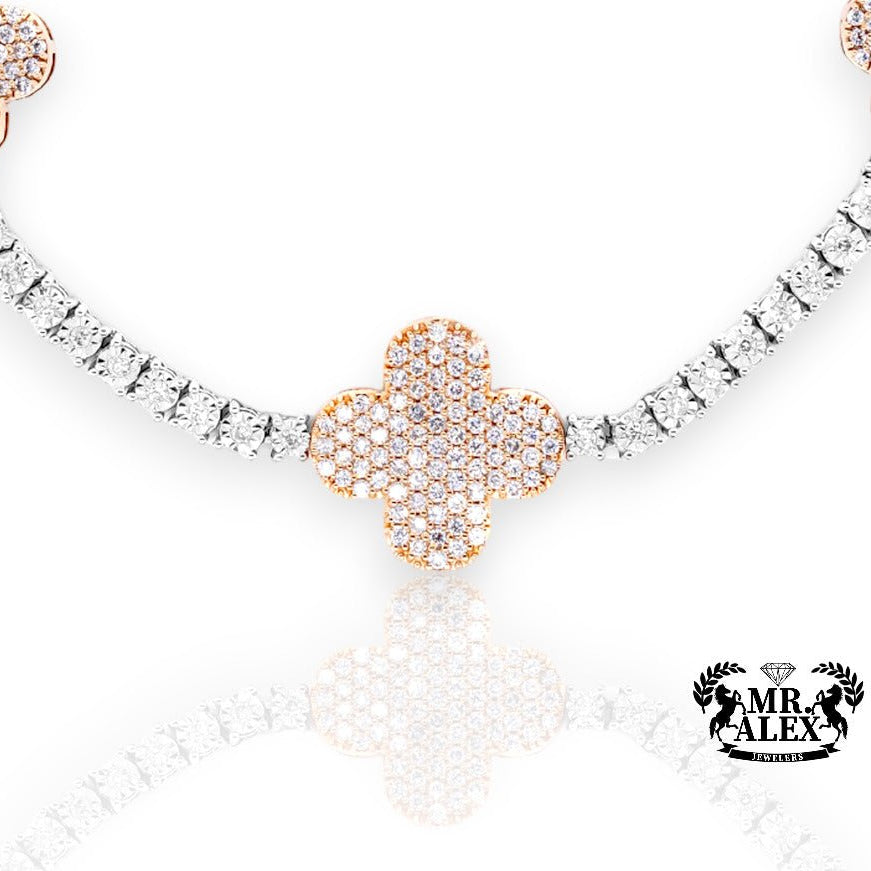 10K Luxury Four Leaf Clover Tennis Chain 3.50ct - Mr. Alex Jewelry