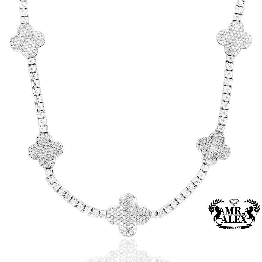 10K Luxury Four Leaf Clover Tennis Chain 3.50ct - Mr. Alex Jewelry