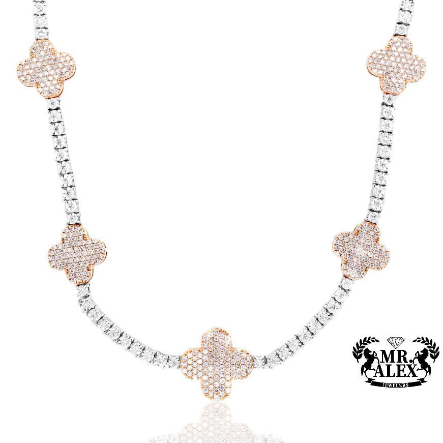 10K Luxury Four Leaf Clover Tennis Chain 3.50ct - Mr. Alex Jewelry