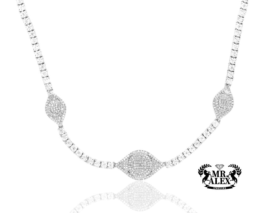 10K Luxury Triple Eyes Tennis Chain 2.05ct - Mr. Alex Jewelry
