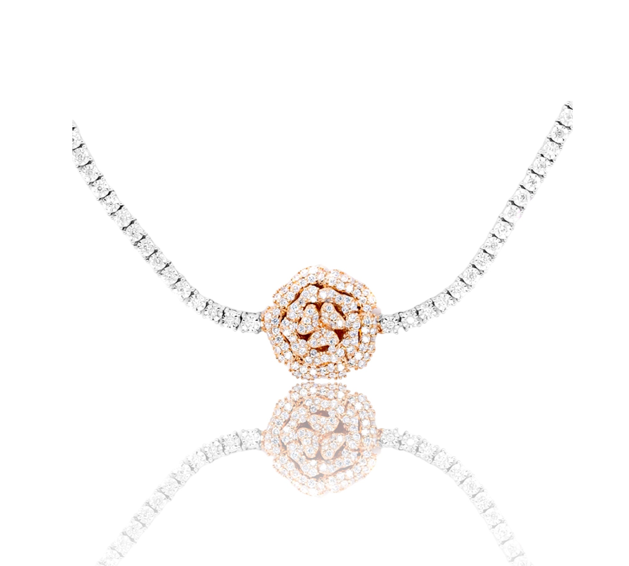 10K Luxury Triple Flowers Tennis Chain 2.95ct - Mr. Alex Jewelry