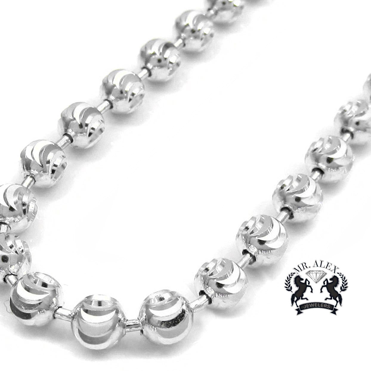 10k Moon Cut Style Solid Chain White Gold - Mr. Alex Jewelry