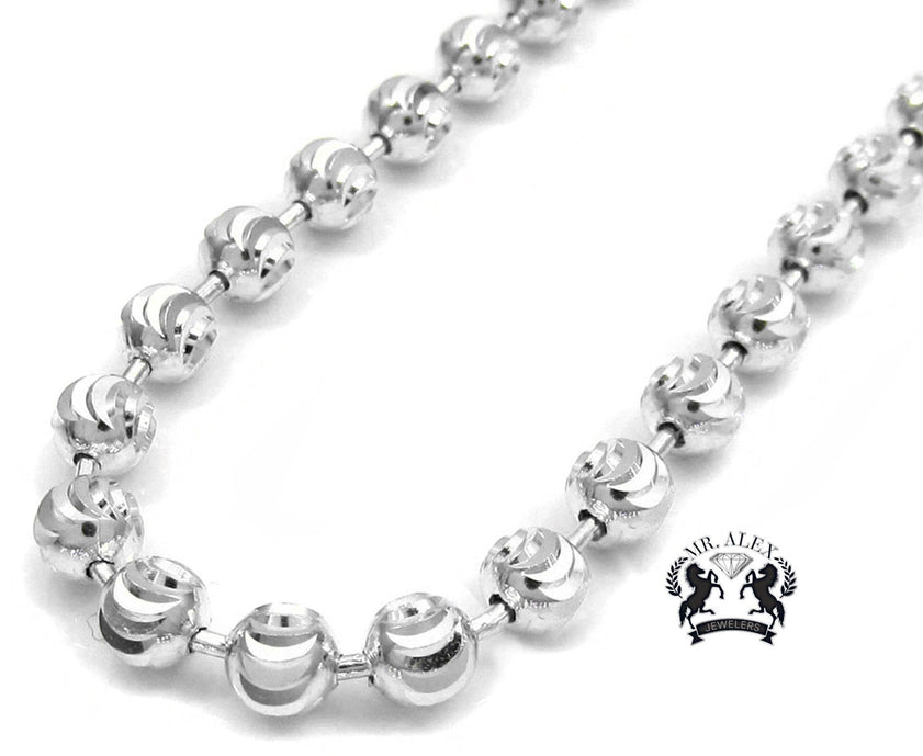 10k Moon Cut Style Solid Chain White Gold - Mr. Alex Jewelry