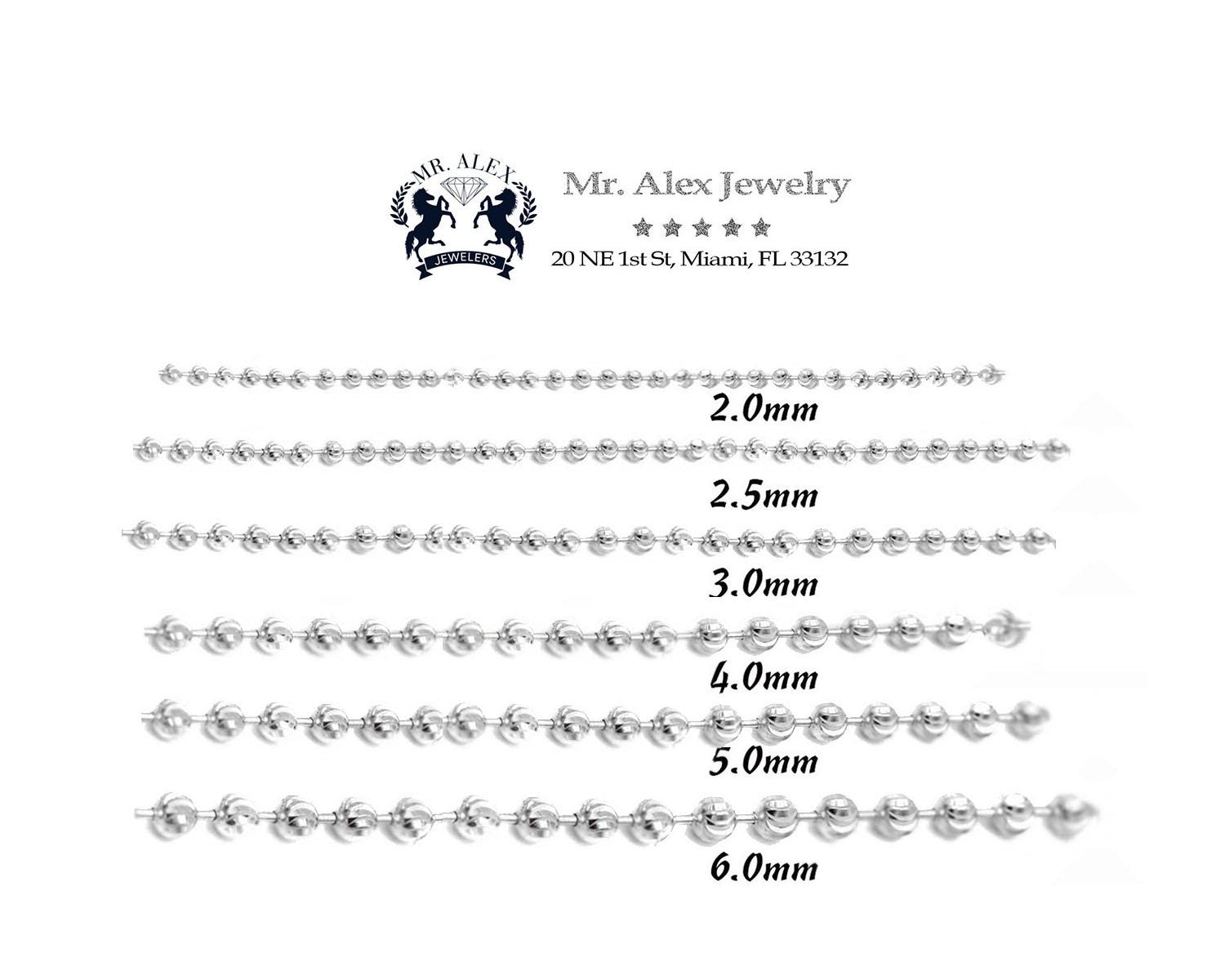 10k Moon Cut Style Solid Chain White Gold - Mr. Alex Jewelry
