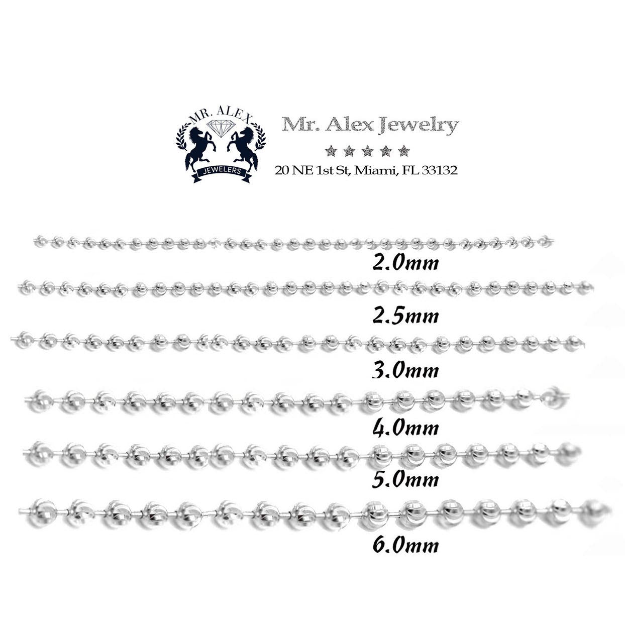 10k Moon Cut Style Solid Chain White Gold - Mr. Alex Jewelry