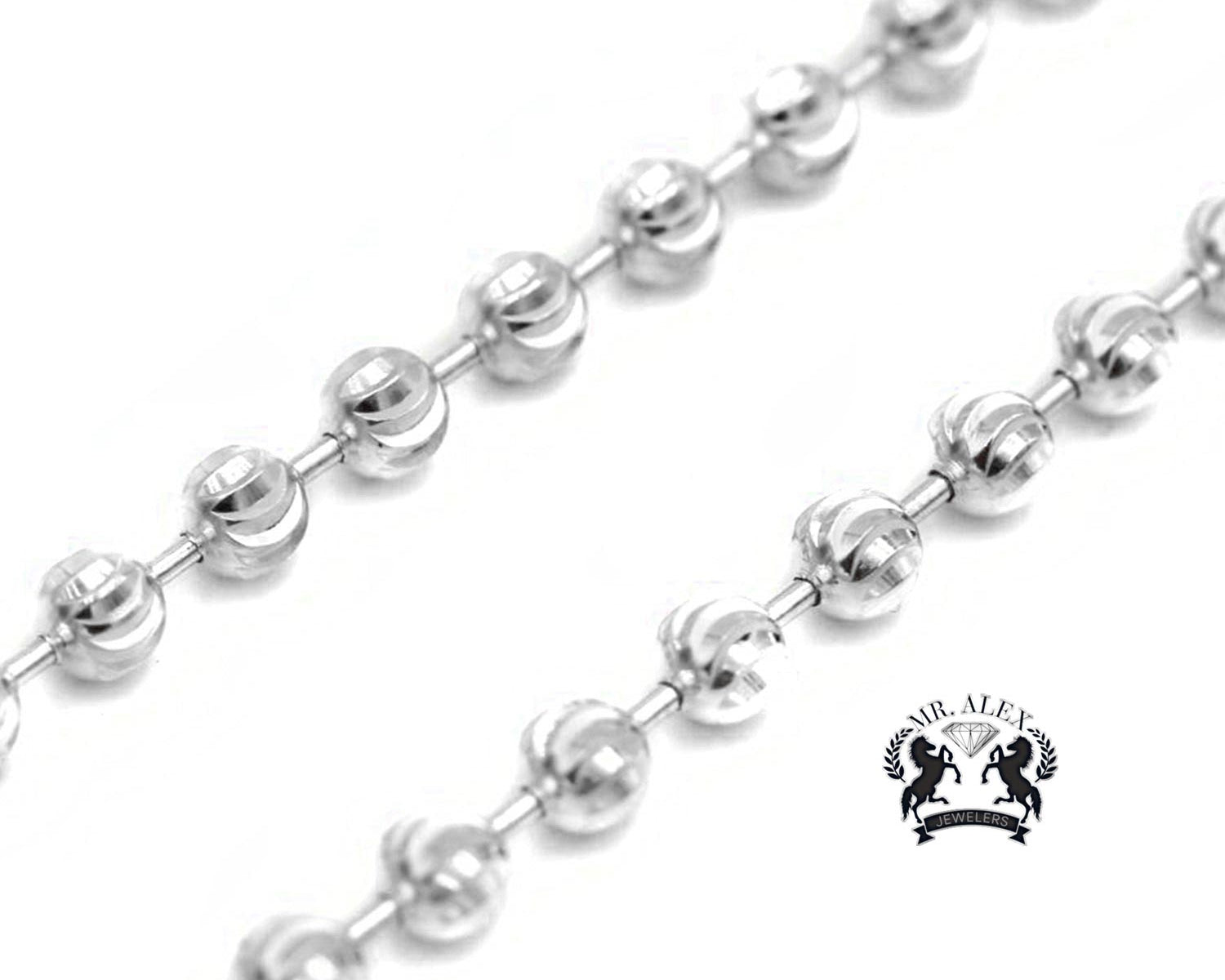 10k Moon Cut Style Solid Chain White Gold - Mr. Alex Jewelry