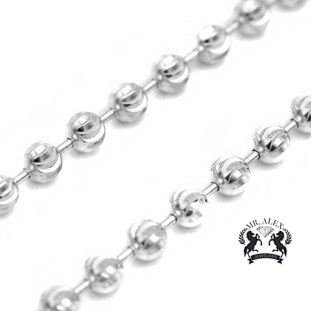 10k Moon Cut Style Solid Chain White Gold - Mr. Alex Jewelry