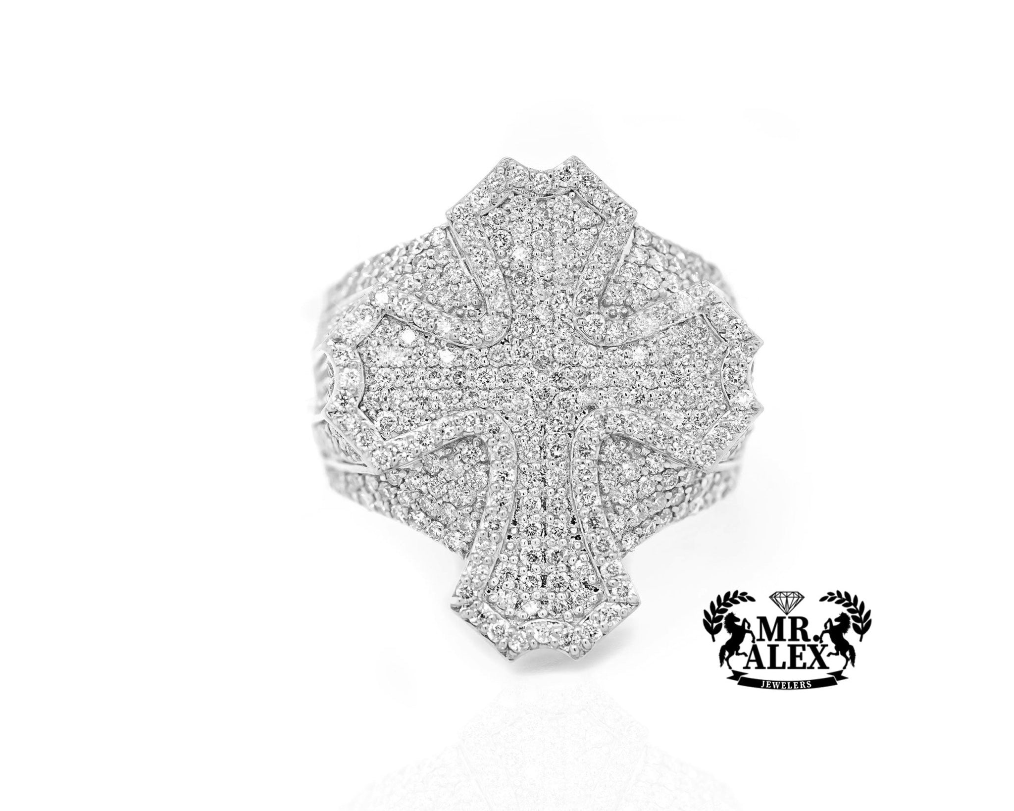 10K Ornate Cross Diamond Ring 3.00ct - Mr. Alex Jewelry