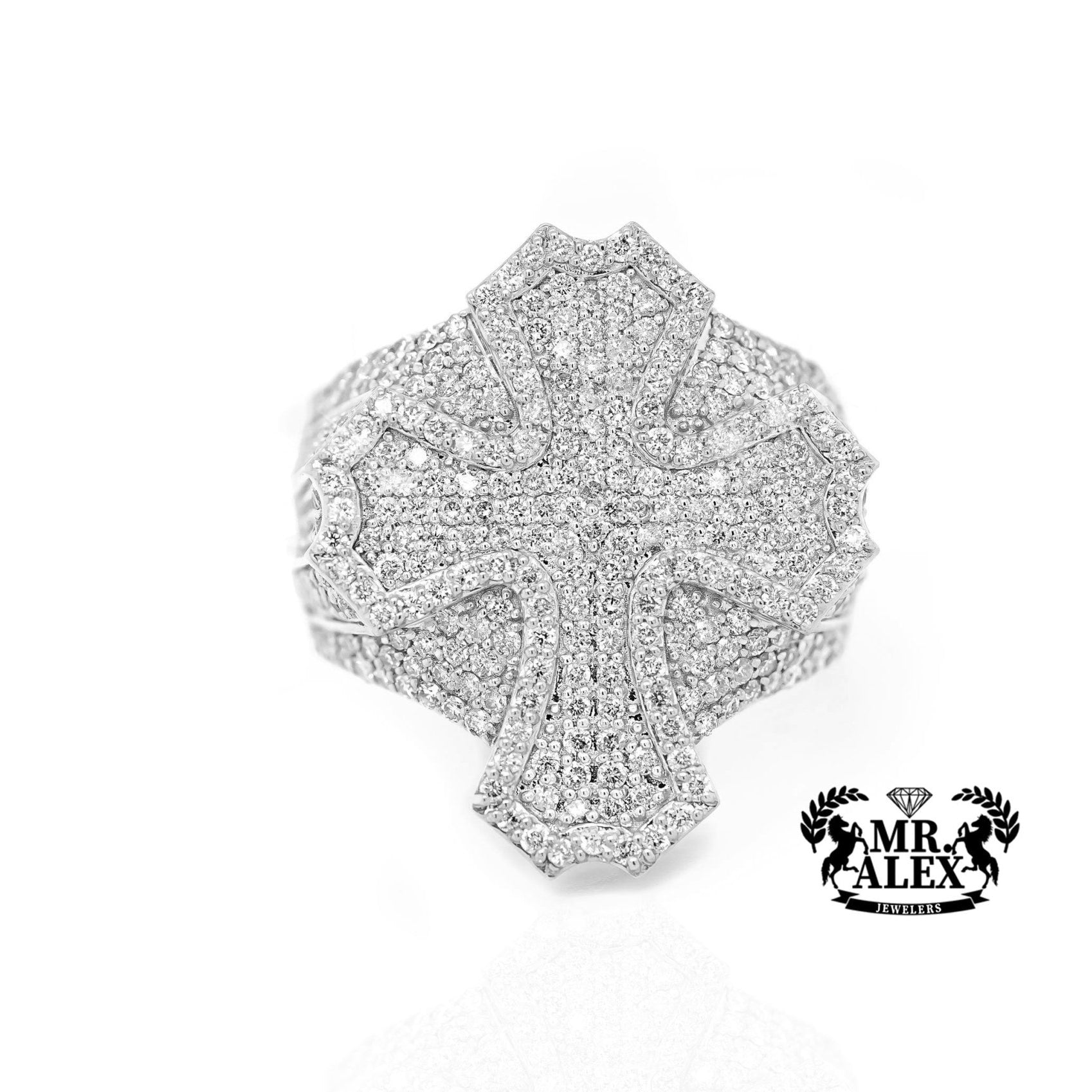 10K Ornate Cross Diamond Ring 3.00ct - Mr. Alex Jewelry
