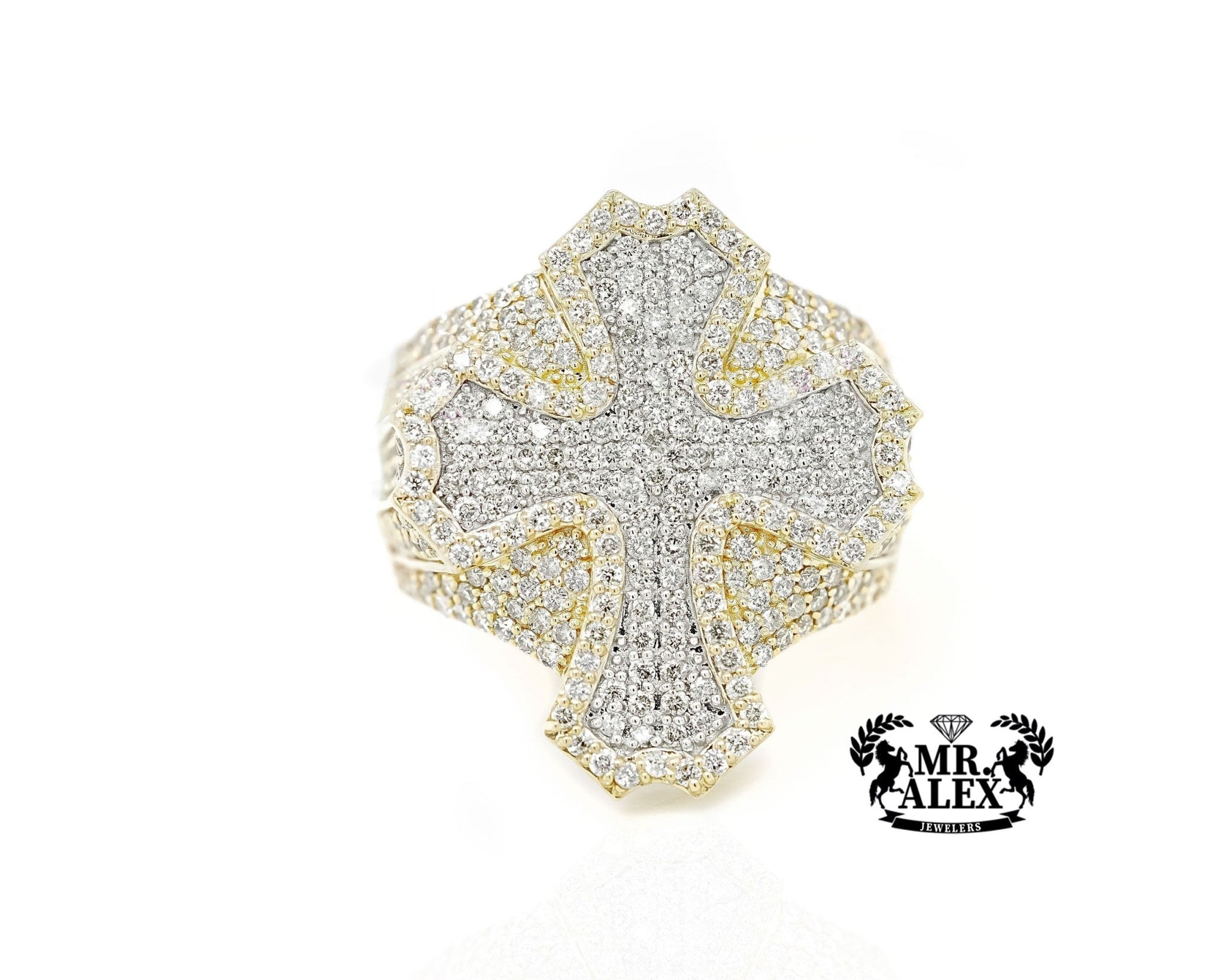 10K Ornate Cross Diamond Ring 3.00ct - Mr. Alex Jewelry