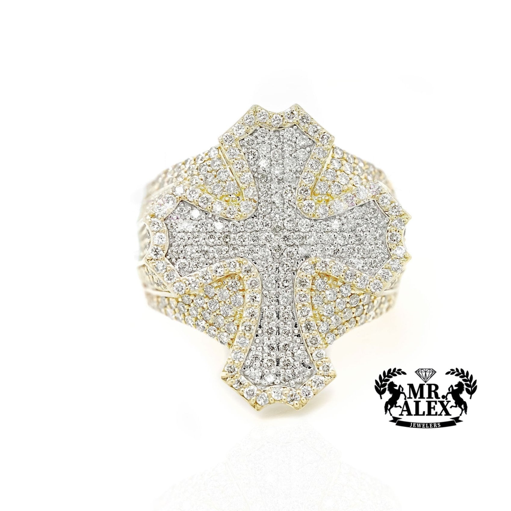 10K Ornate Cross Diamond Ring 3.00ct - Mr. Alex Jewelry