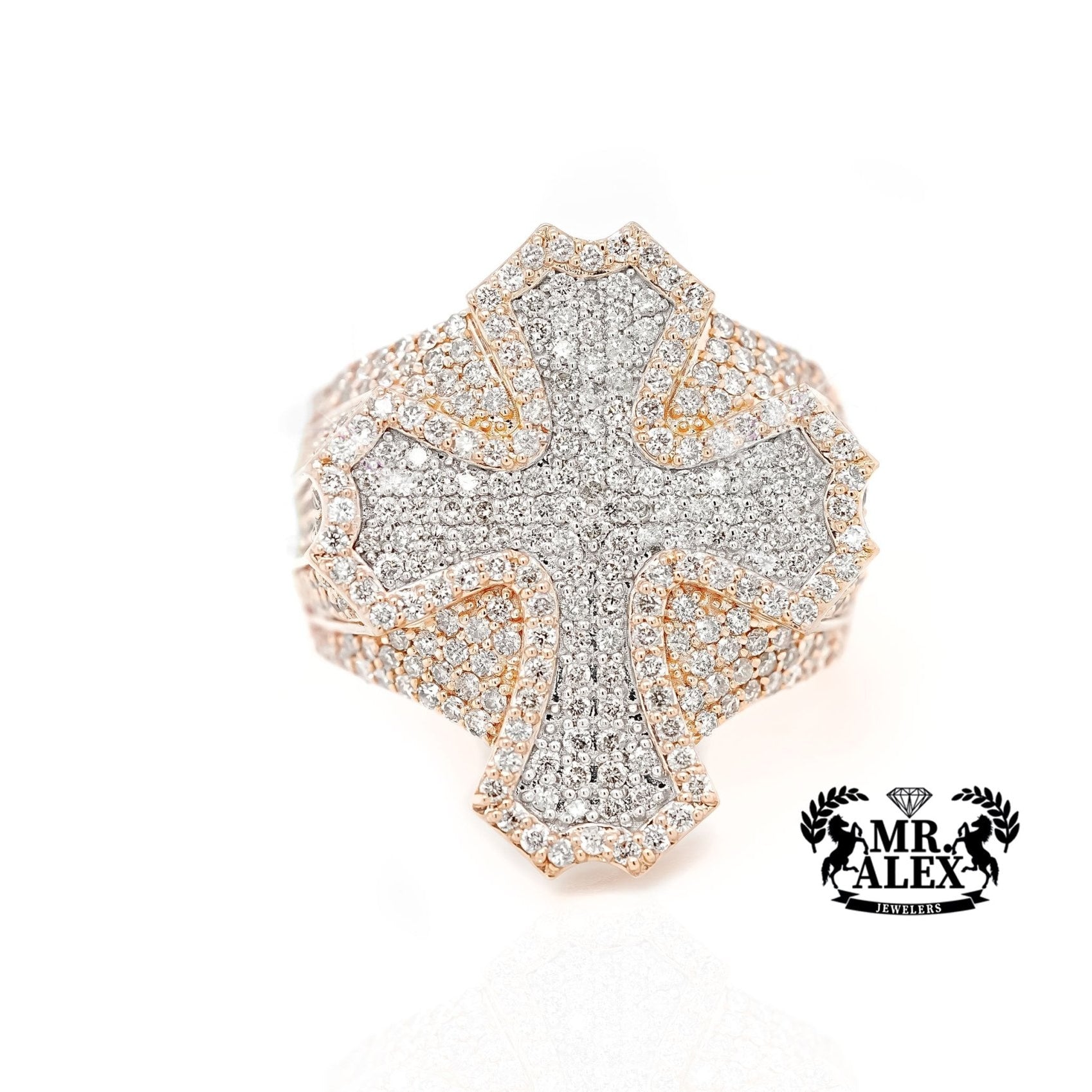 10K Ornate Cross Diamond Ring 3.00ct - Mr. Alex Jewelry
