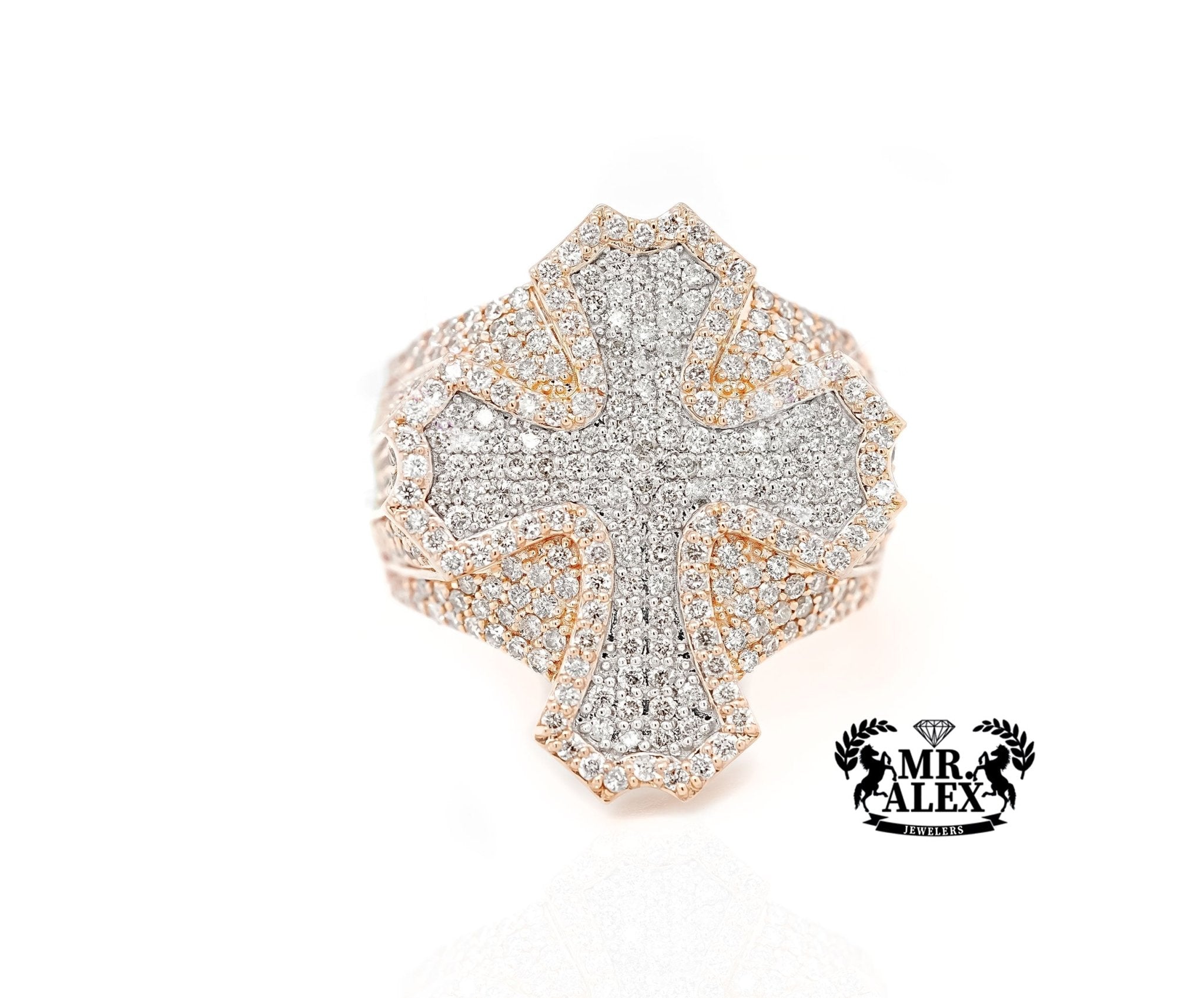 10K Ornate Cross Diamond Ring 3.00ct - Mr. Alex Jewelry