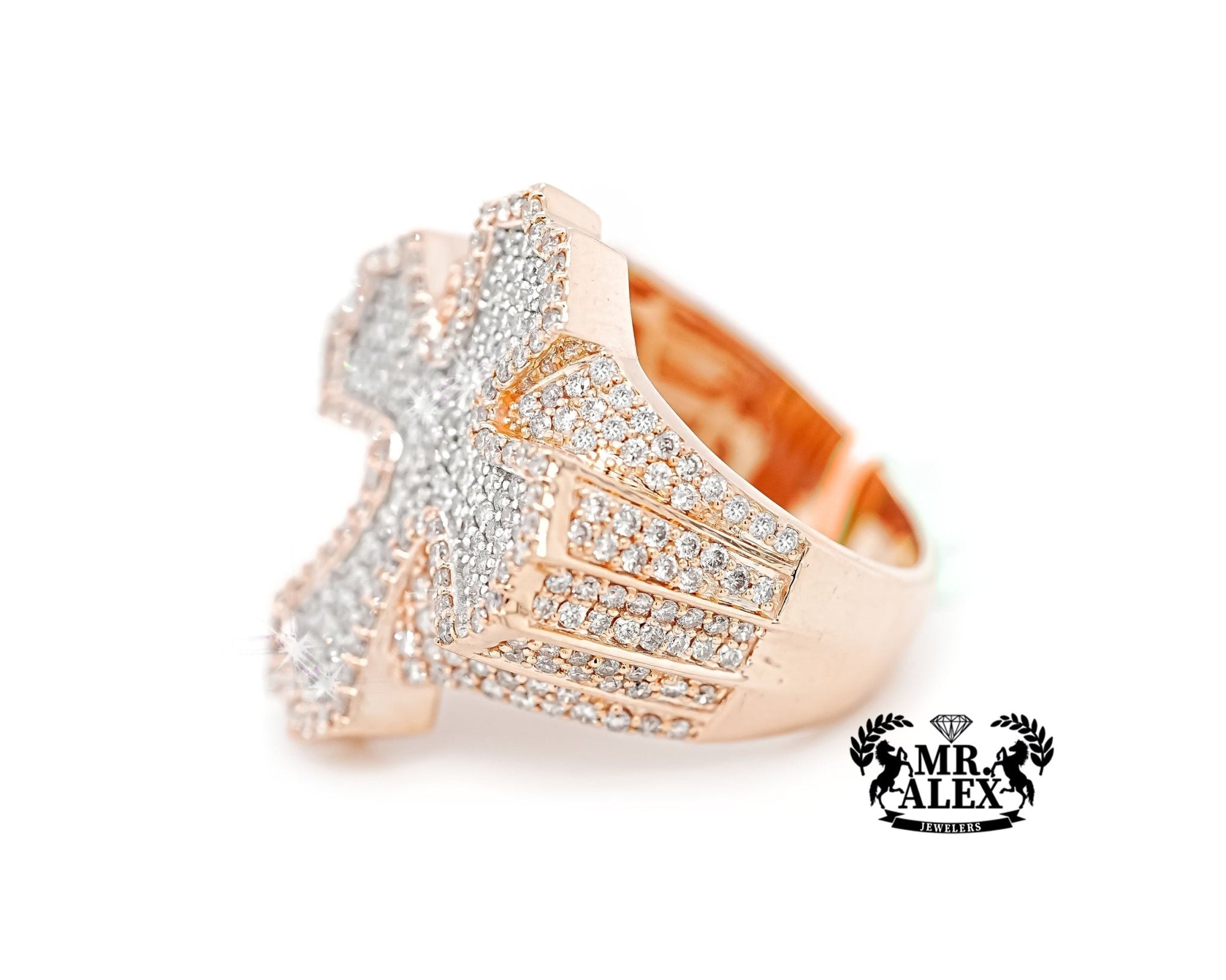 10K Ornate Cross Diamond Ring 3.00ct - Mr. Alex Jewelry