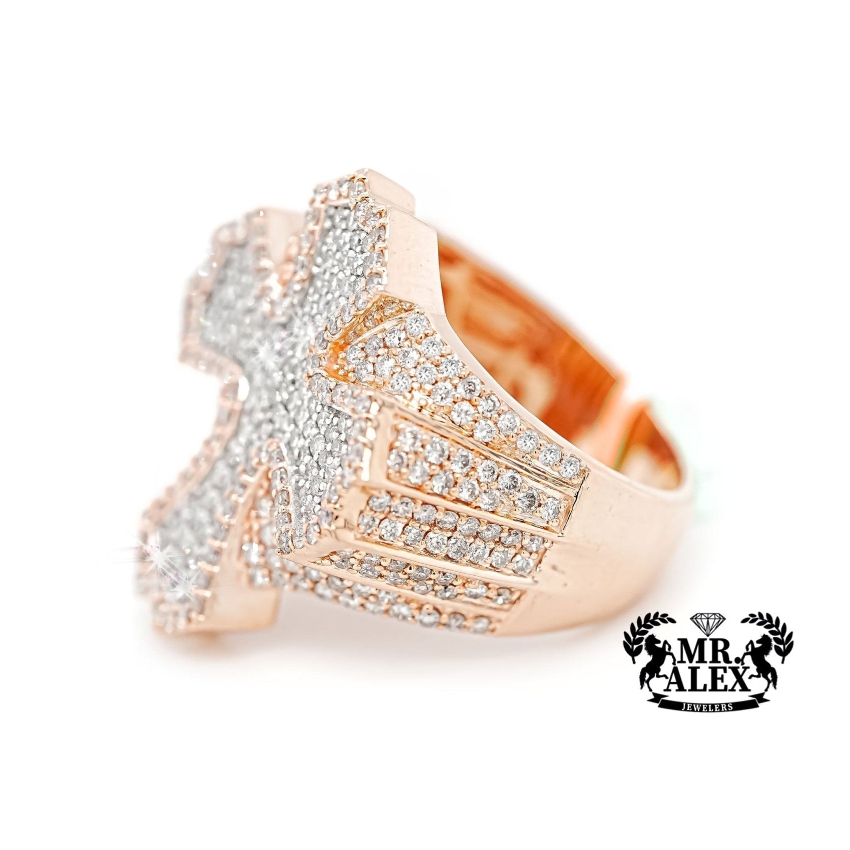 10K Ornate Cross Diamond Ring 3.00ct - Mr. Alex Jewelry