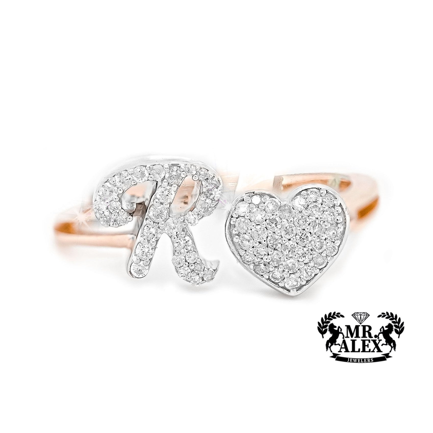 10k Personalized Love Letter Diamond Ring 0.25ct - Mr. Alex Jewelry