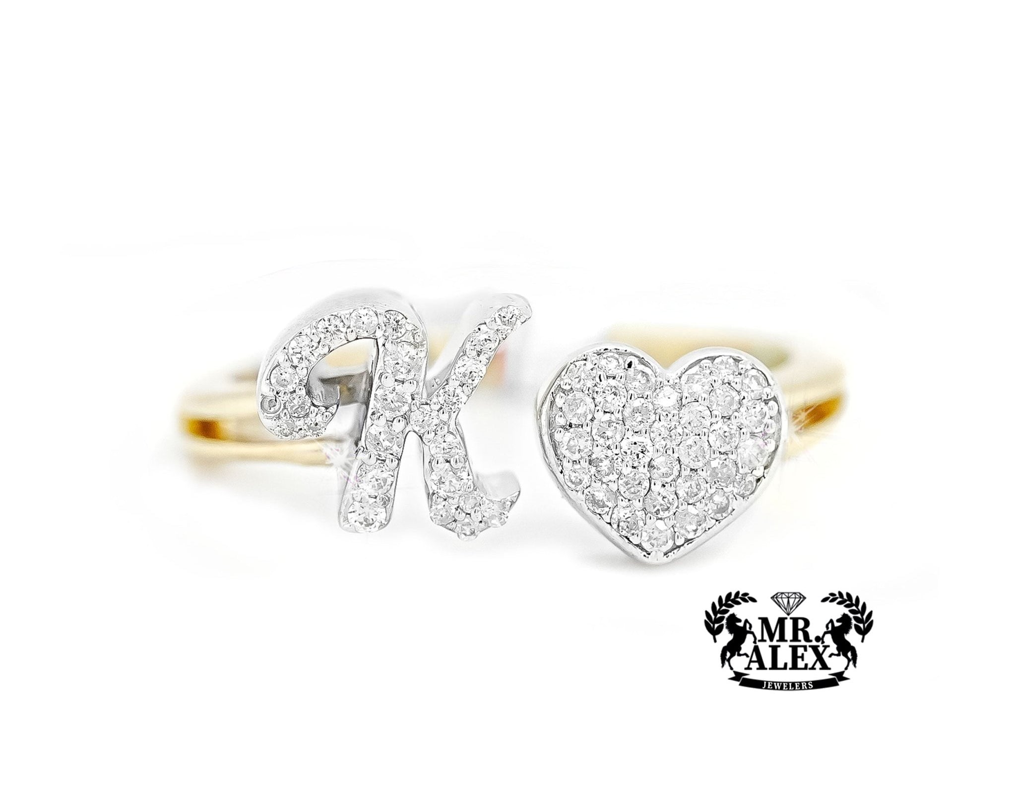 10k Personalized Love Letter Diamond Ring 0.25ct - Mr. Alex Jewelry