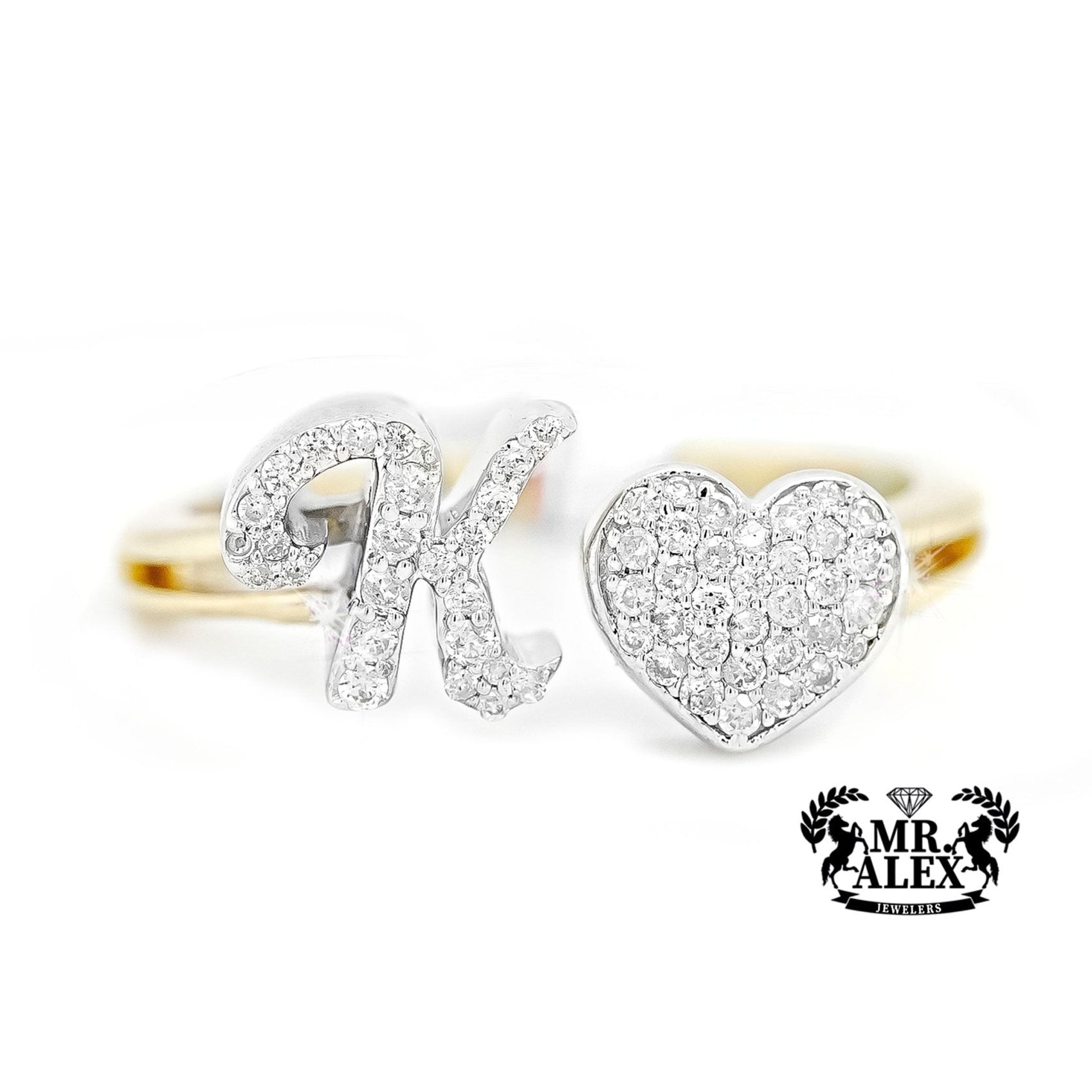 10k Personalized Love Letter Diamond Ring 0.25ct - Mr. Alex Jewelry