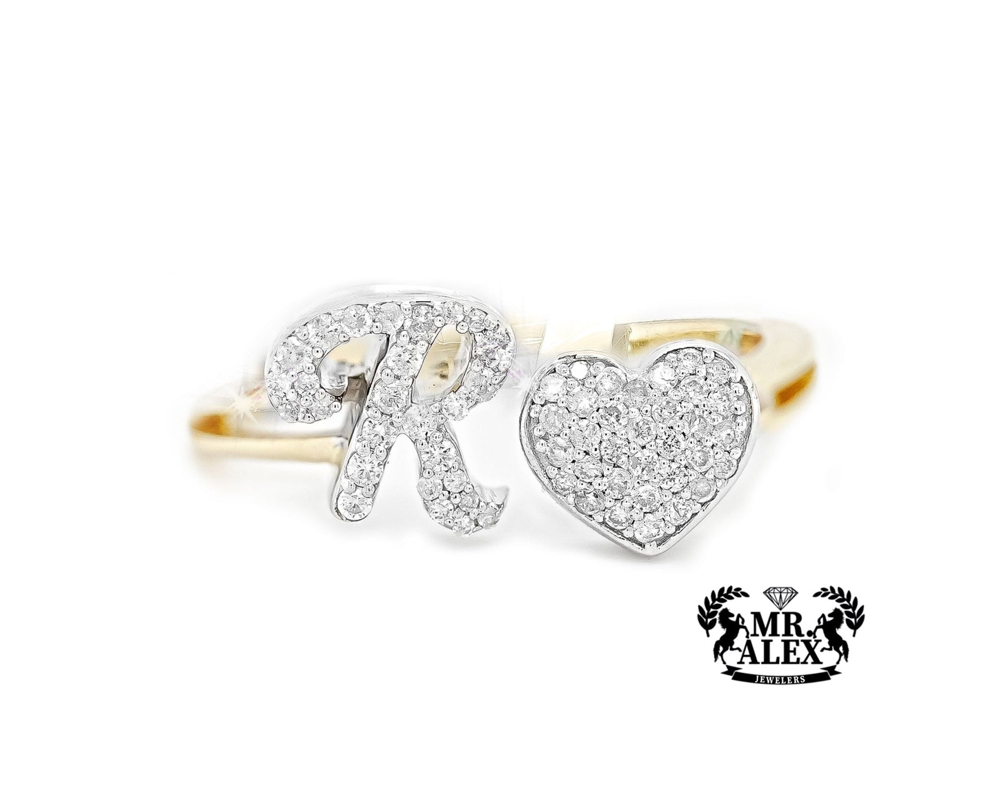 10k Personalized Love Letter Diamond Ring 0.25ct - Mr. Alex Jewelry