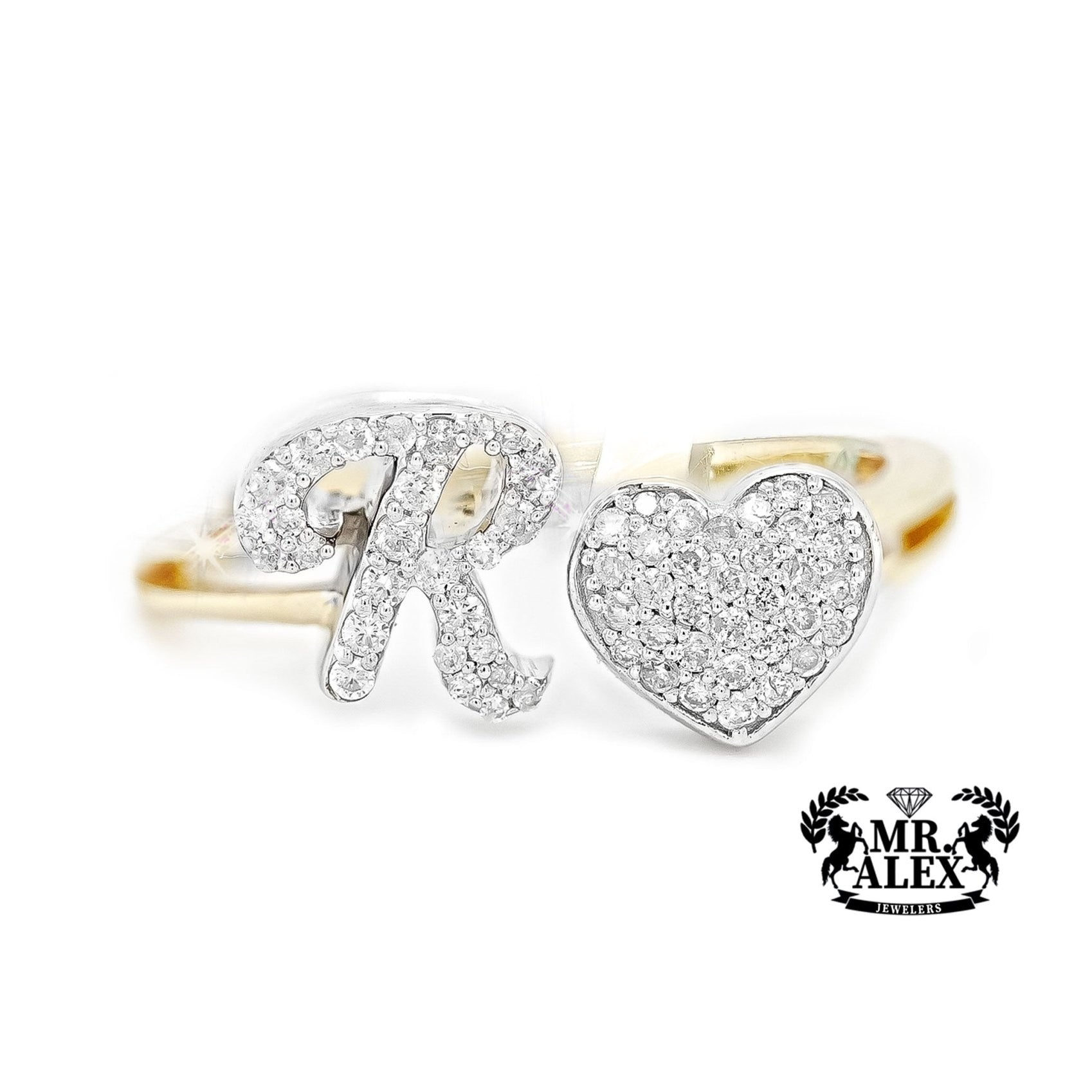 10k Personalized Love Letter Diamond Ring 0.25ct - Mr. Alex Jewelry