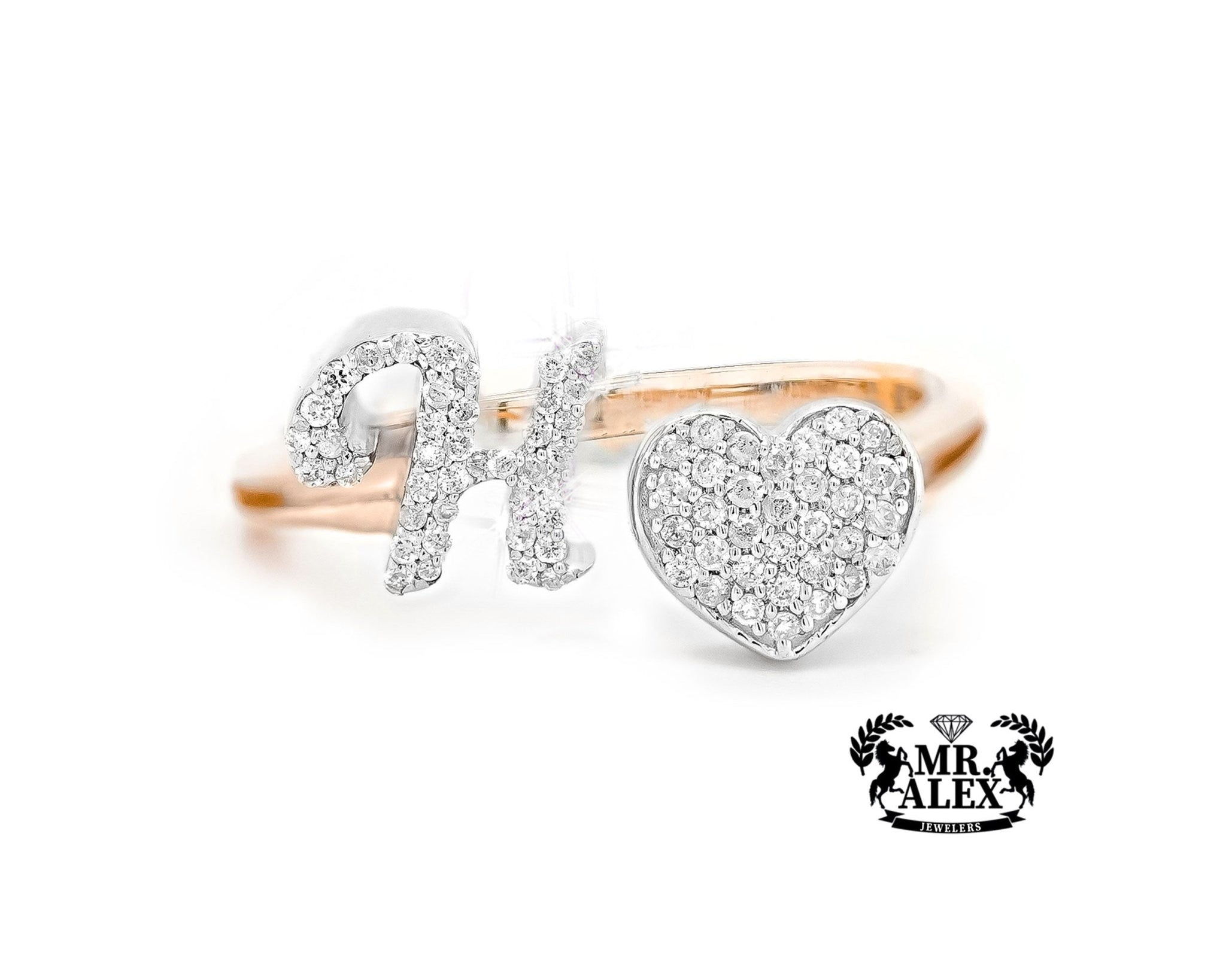 10k Personalized Love Letter Diamond Ring 0.25ct - Mr. Alex Jewelry