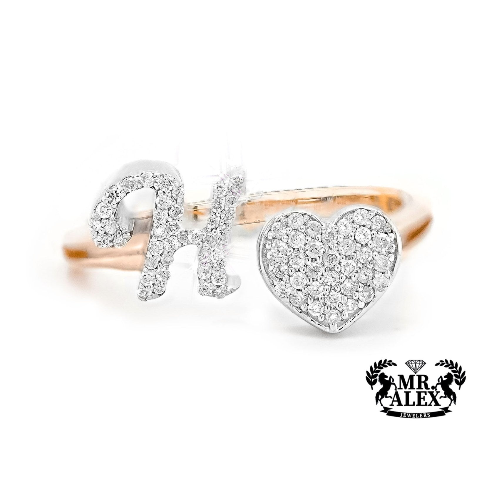 10k Personalized Love Letter Diamond Ring 0.25ct - Mr. Alex Jewelry