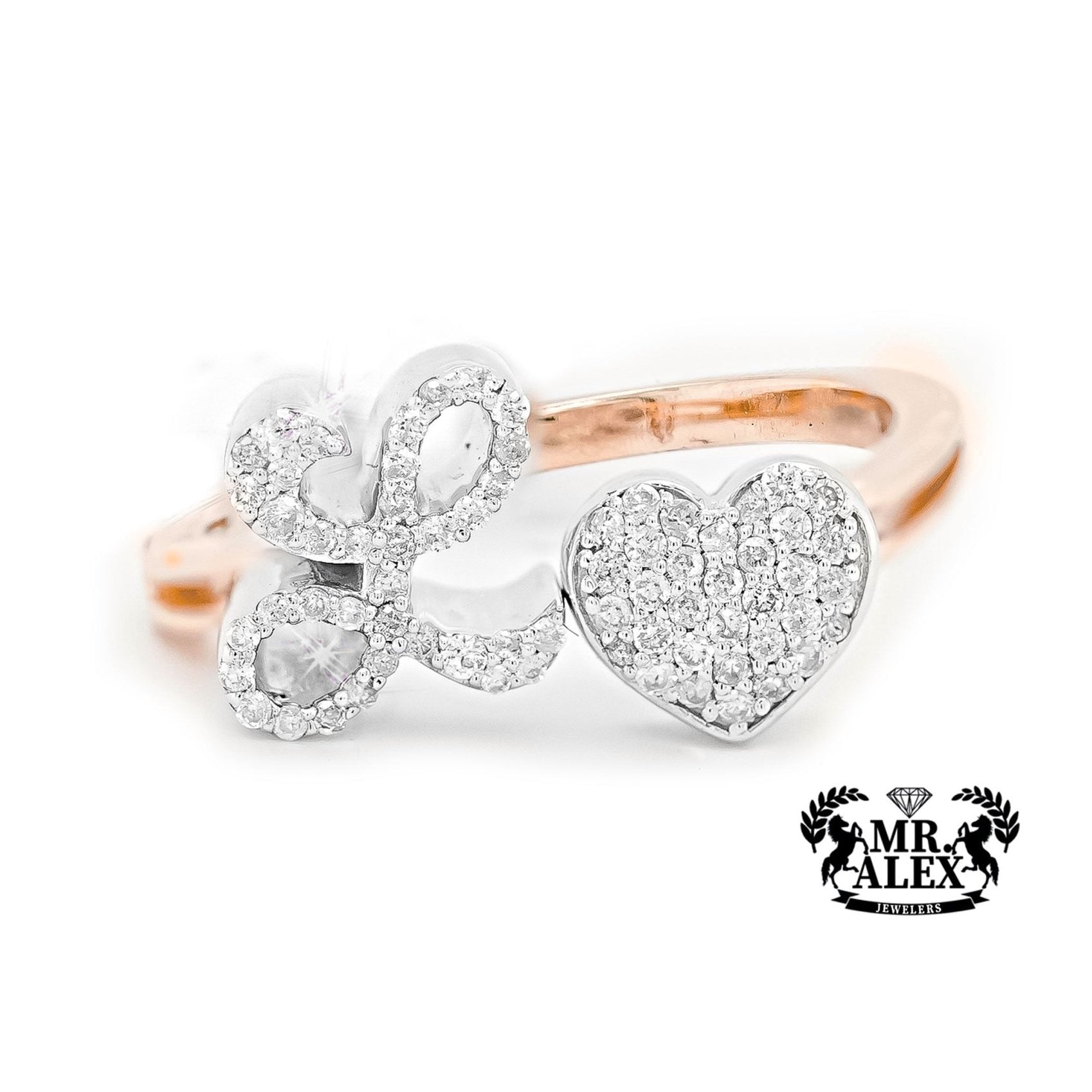 10k Personalized Love Letter Diamond Ring 0.25ct - Mr. Alex Jewelry