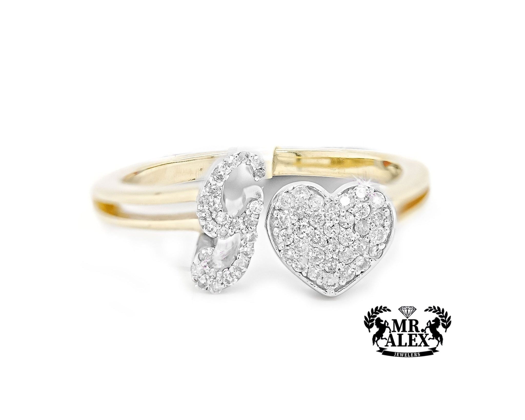 10k Personalized Love Letter Diamond Ring 0.25ct - Mr. Alex Jewelry