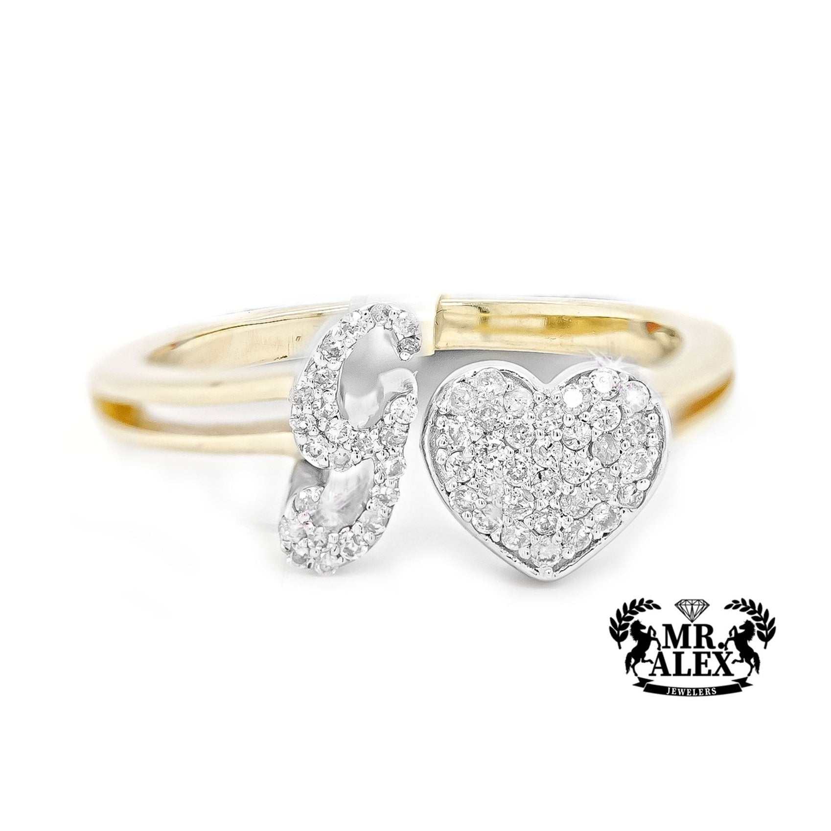 10k Personalized Love Letter Diamond Ring 0.25ct - Mr. Alex Jewelry