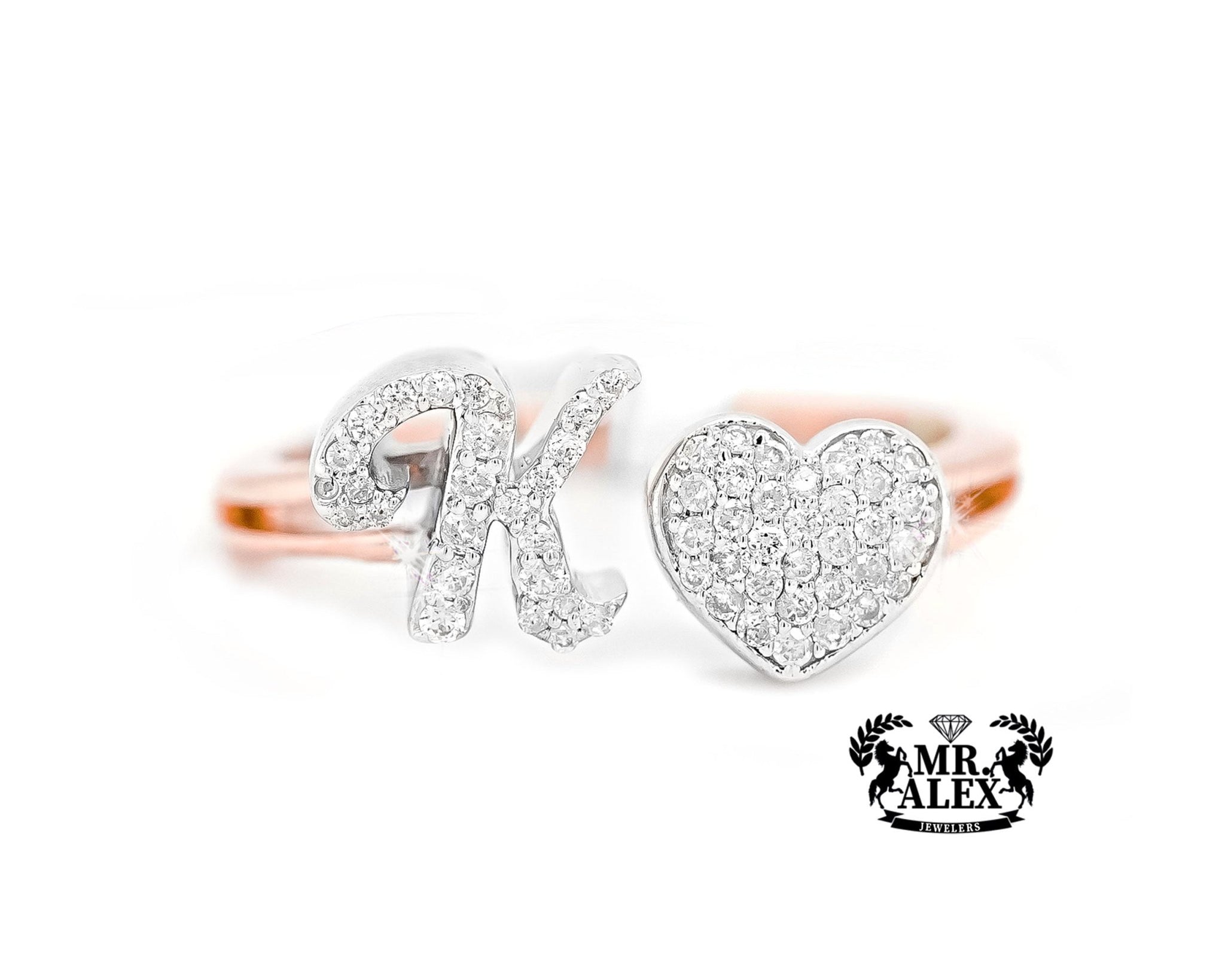 10k Personalized Love Letter Diamond Ring 0.25ct - Mr. Alex Jewelry