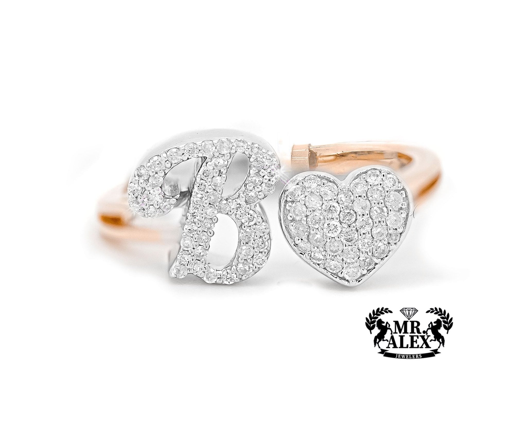 10k Personalized Love Letter Diamond Ring 0.25ct - Mr. Alex Jewelry