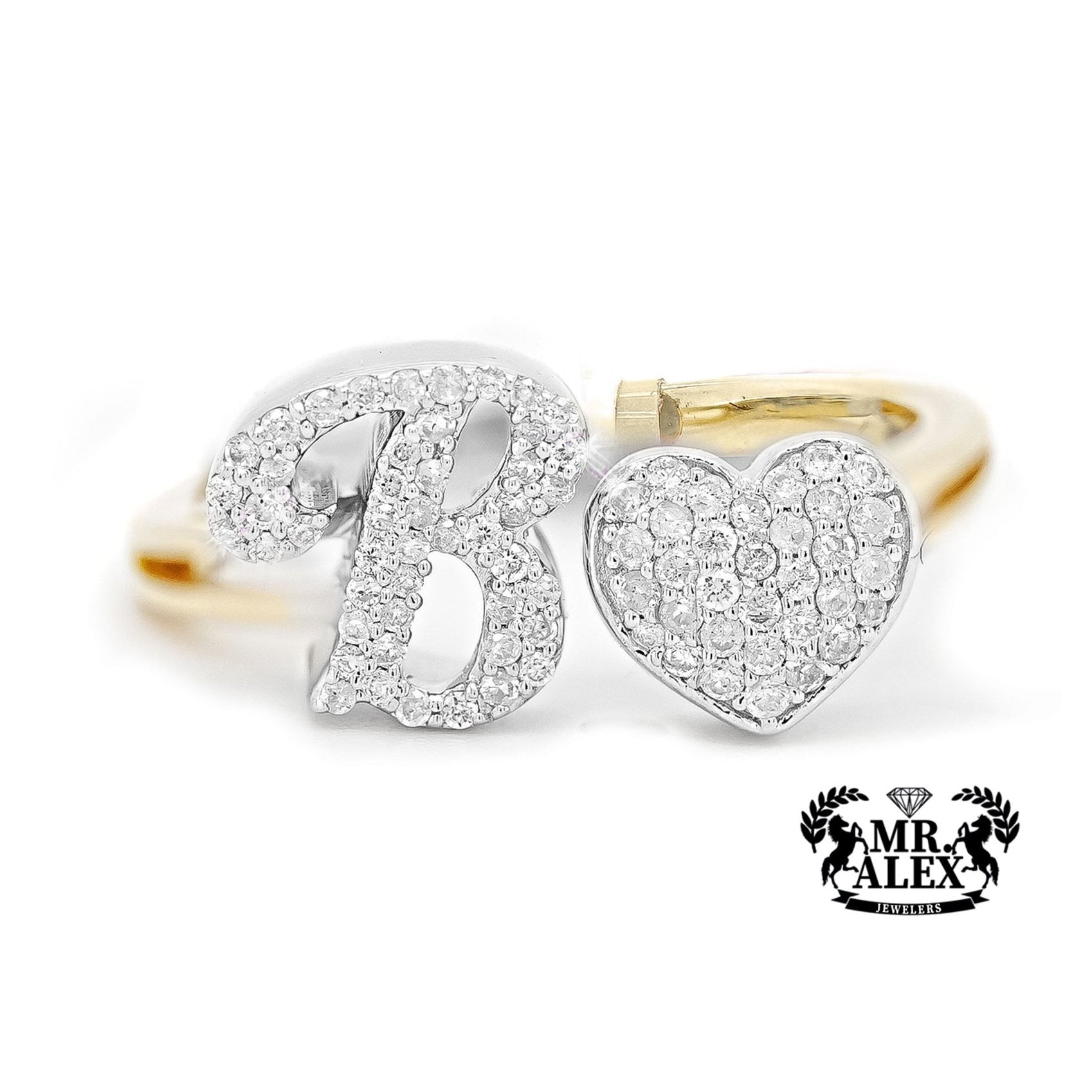 10k Personalized Love Letter Diamond Ring 0.25ct - Mr. Alex Jewelry