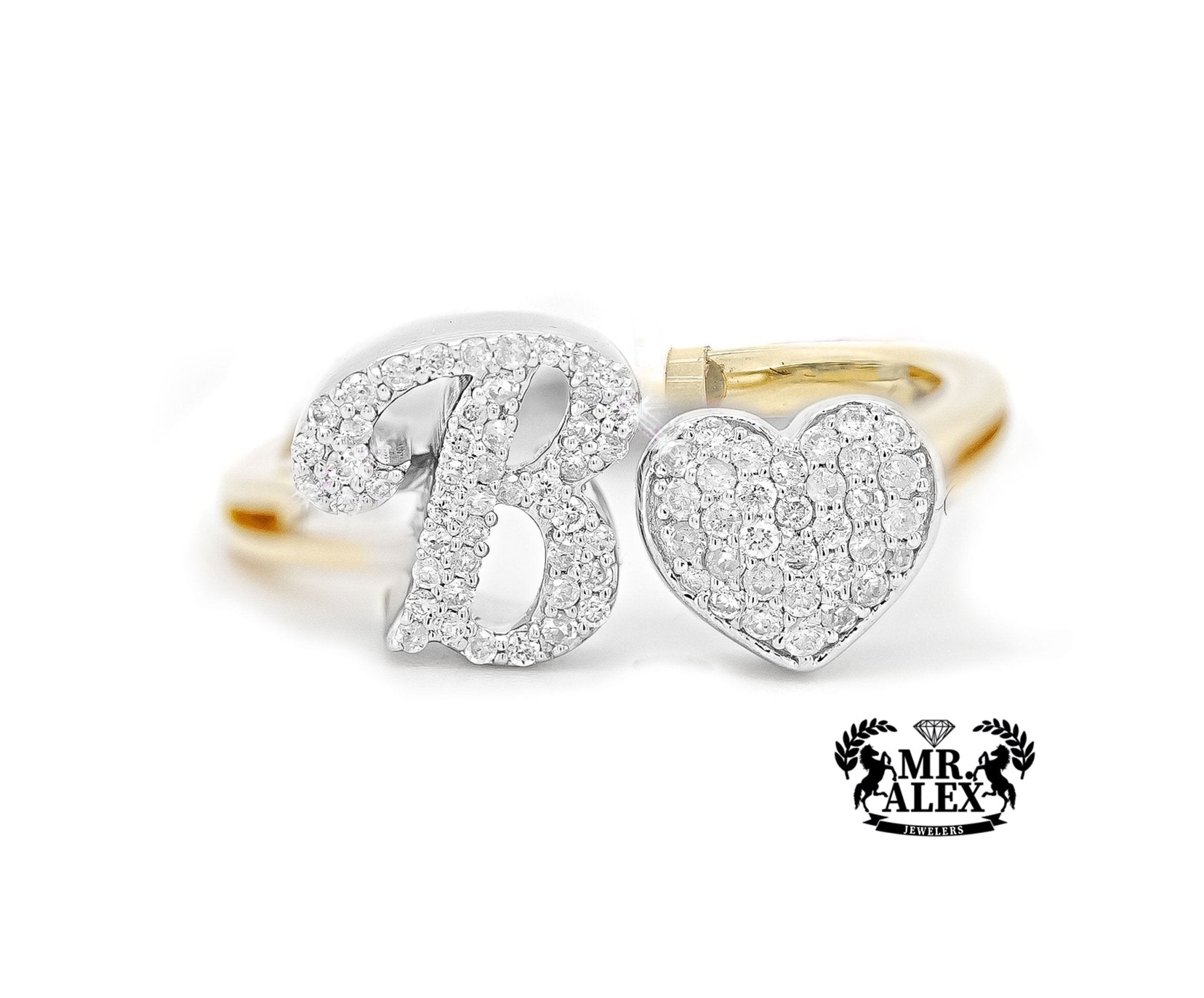 10k Personalized Love Letter Diamond Ring 0.25ct - Mr. Alex Jewelry