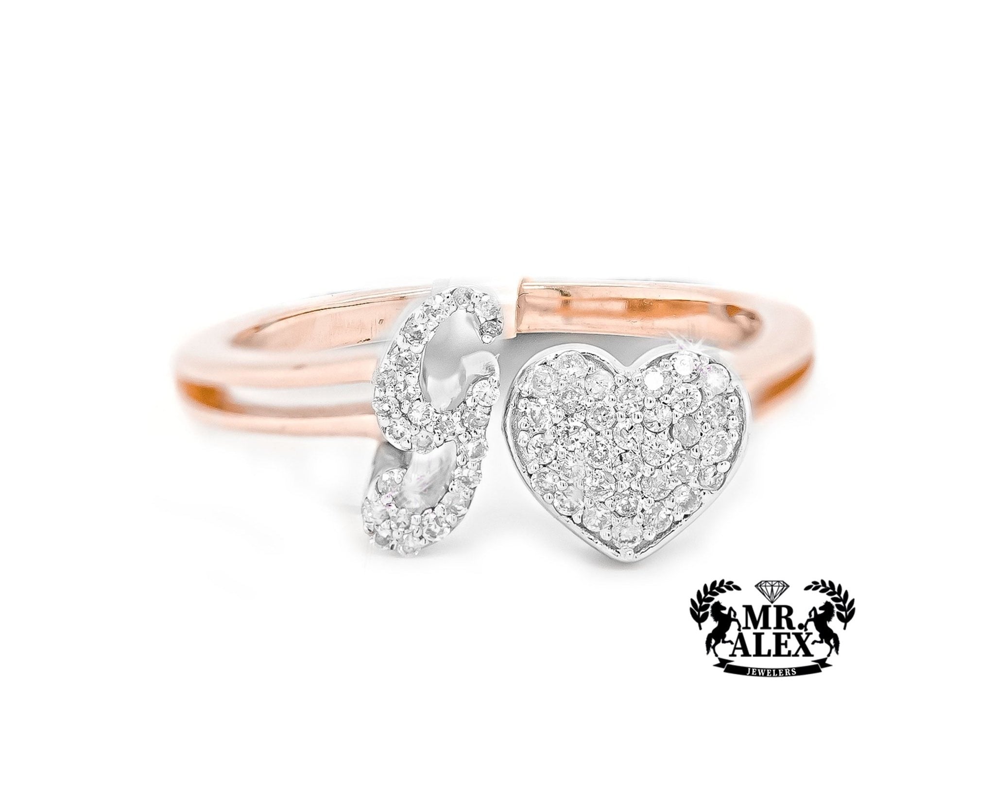 10k Personalized Love Letter Diamond Ring 0.25ct - Mr. Alex Jewelry