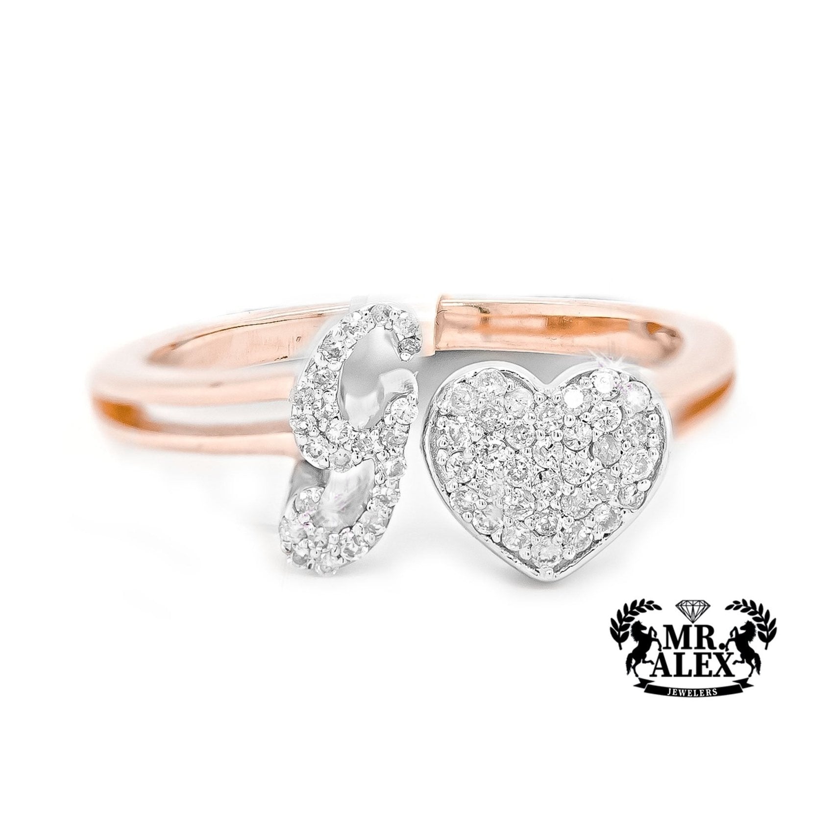 10k Personalized Love Letter Diamond Ring 0.25ct - Mr. Alex Jewelry