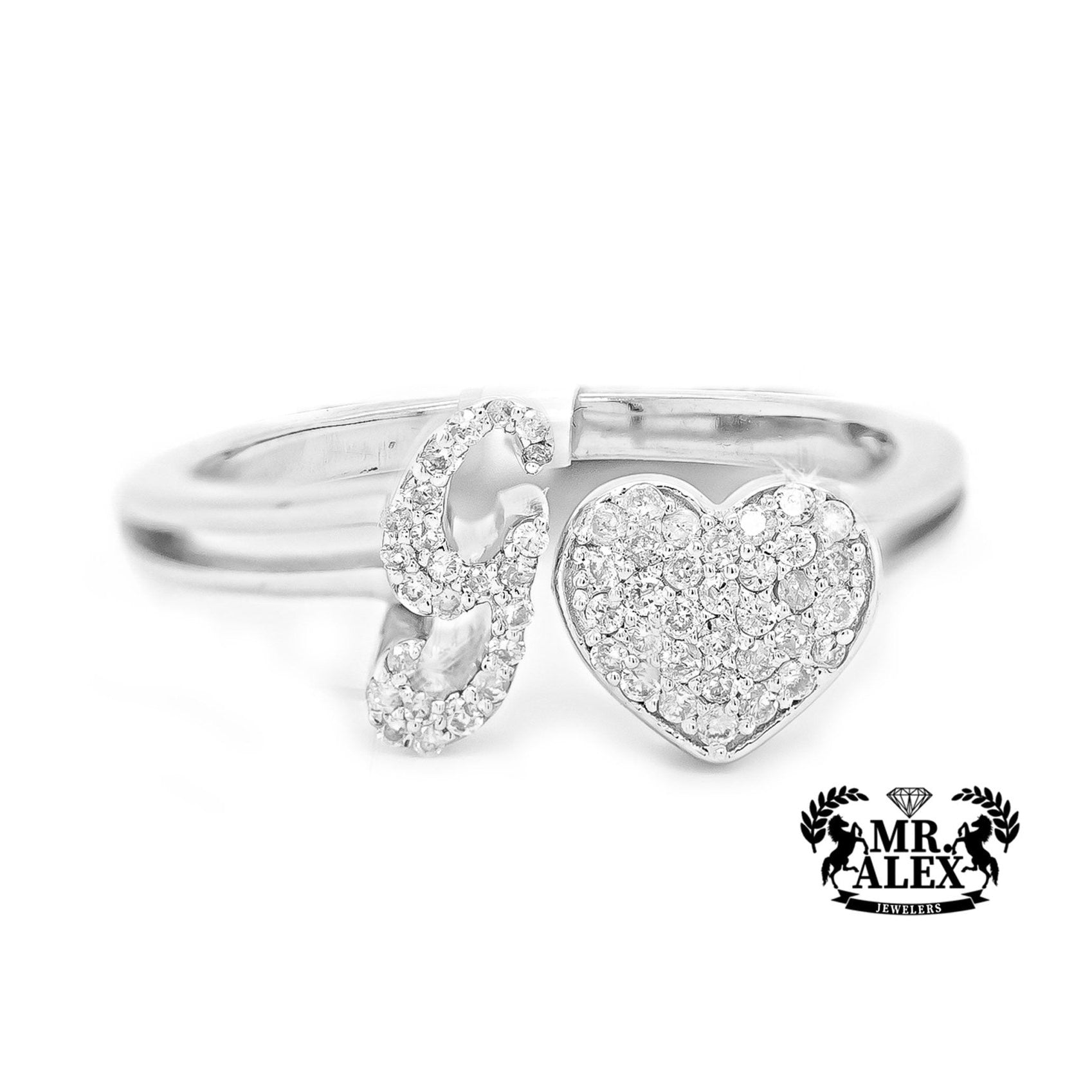 10k Personalized Love Letter Diamond Ring 0.25ct - Mr. Alex Jewelry