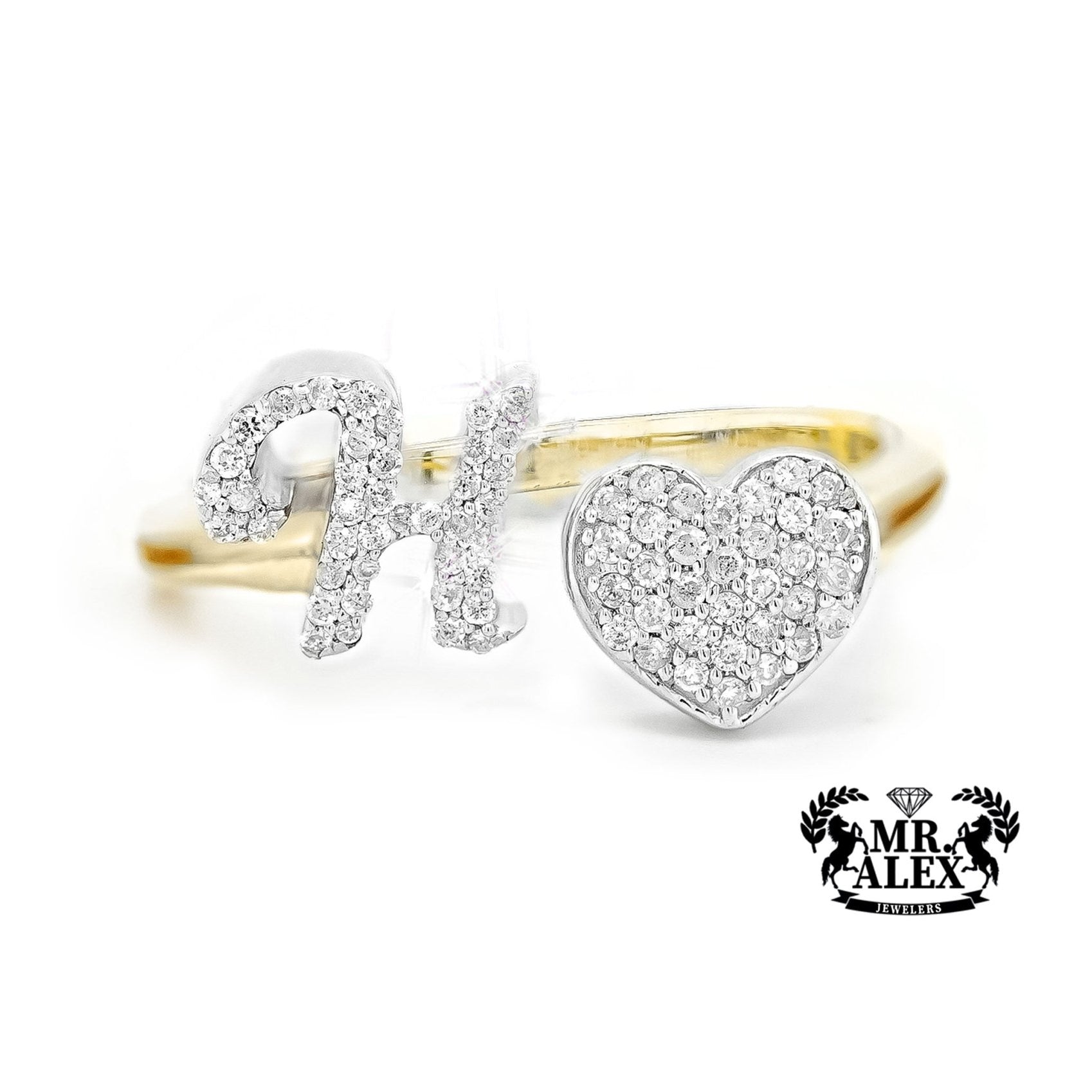 10k Personalized Love Letter Diamond Ring 0.25ct - Mr. Alex Jewelry