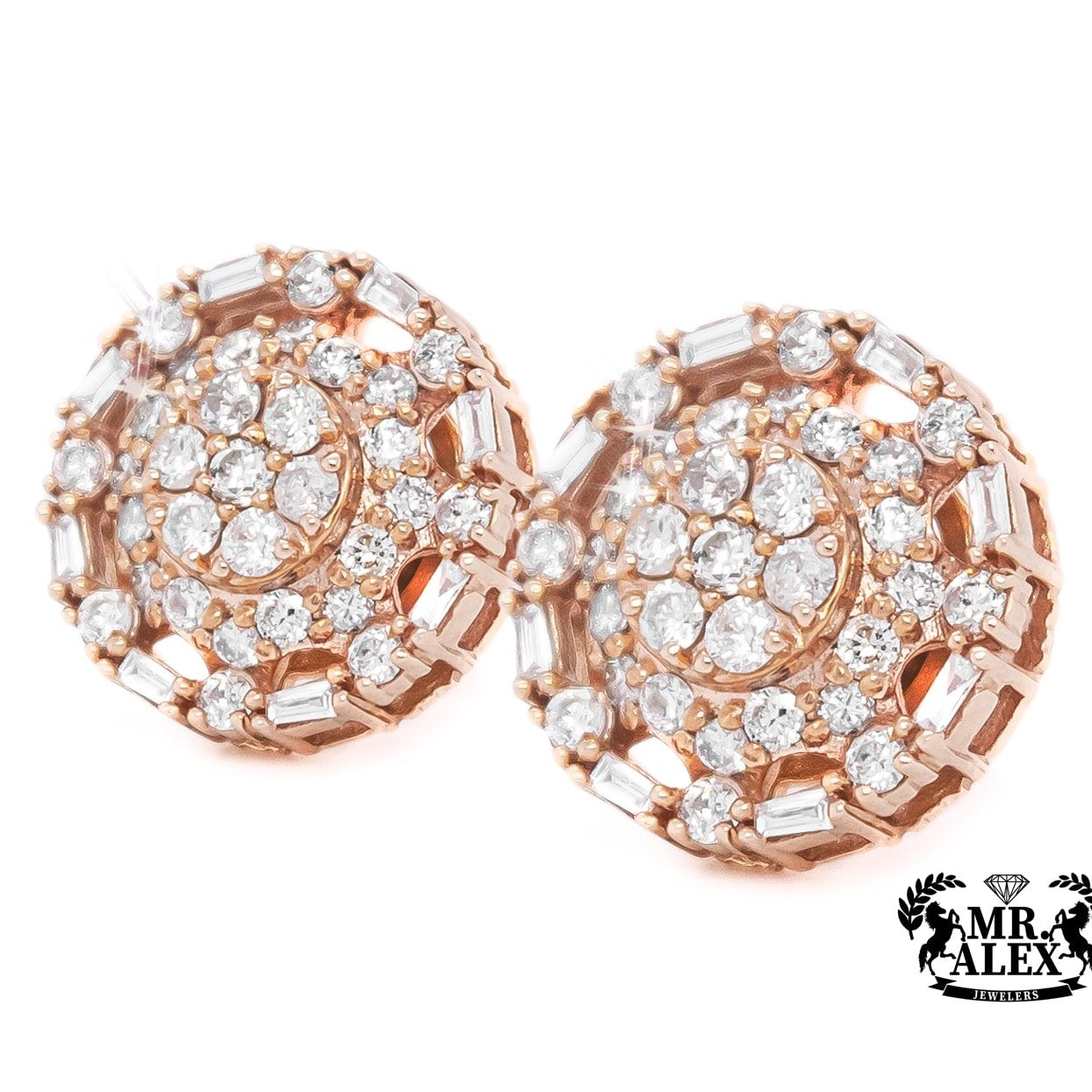 10K Pinwheel Diamond Baguette Earrings 1.05ct - Mr. Alex Jewelry